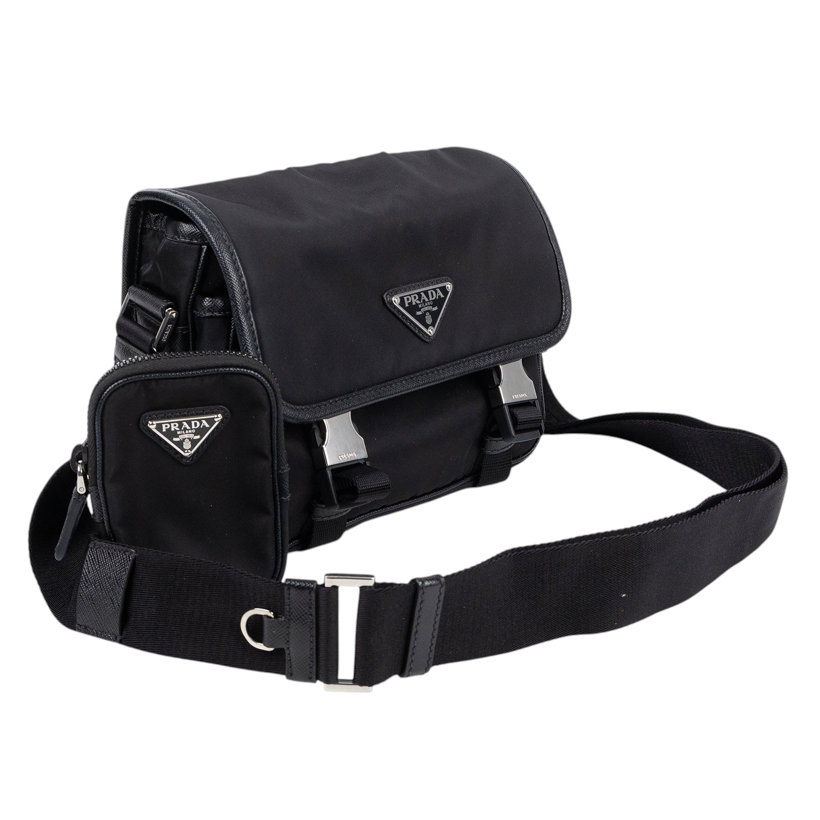 普拉達 PRADA Re-Nylon Saffiano 皮革肩背袋 2VD034_2DMH 黑Re-Nylon 及 Saffiano 皮革肩背袋 防塵袋/內袋