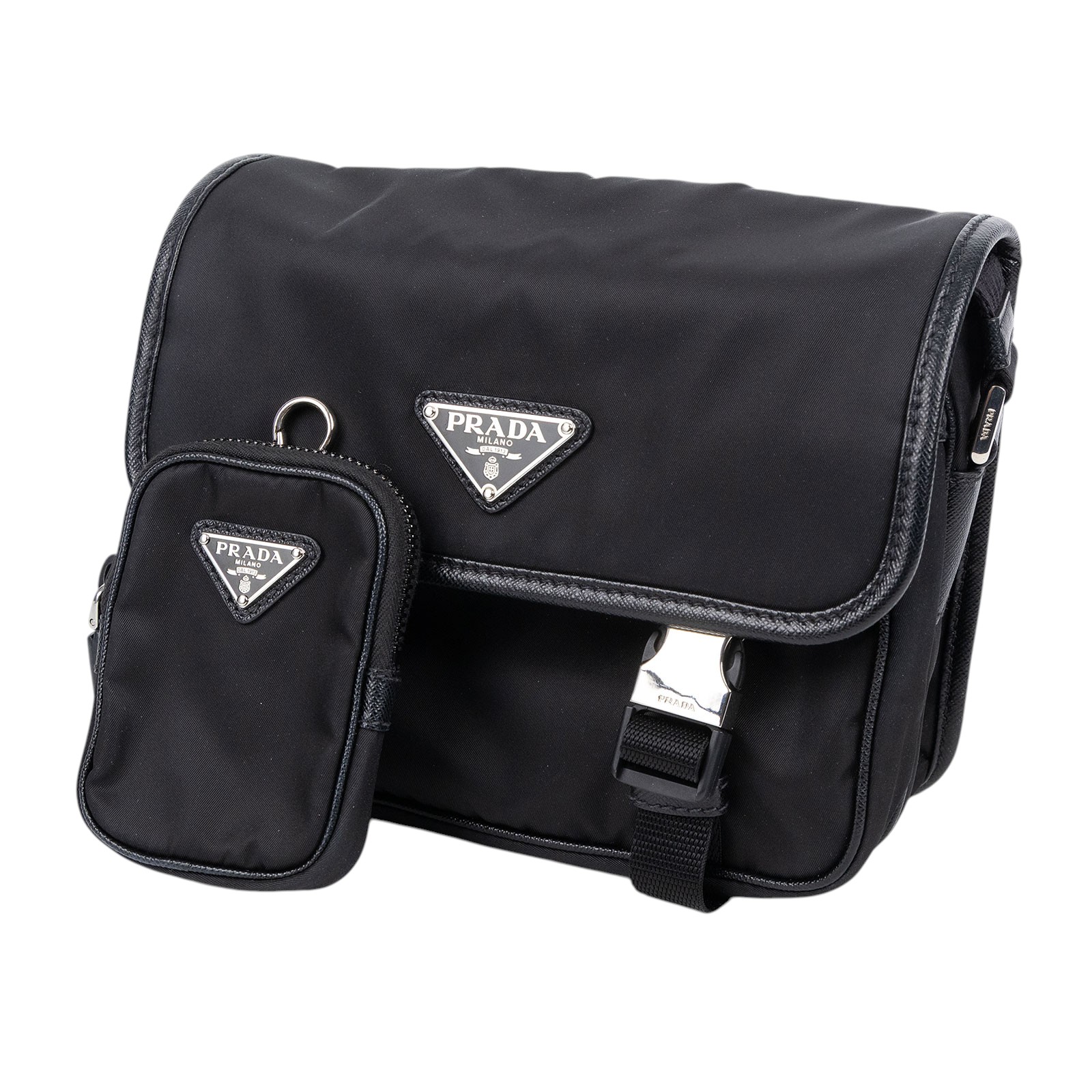 普拉達 PRADA Re-Nylon Saffiano 皮革肩背袋 2VD034_2DMH 黑Re-Nylon 及 Saffiano 皮革肩背袋 防塵袋/內袋