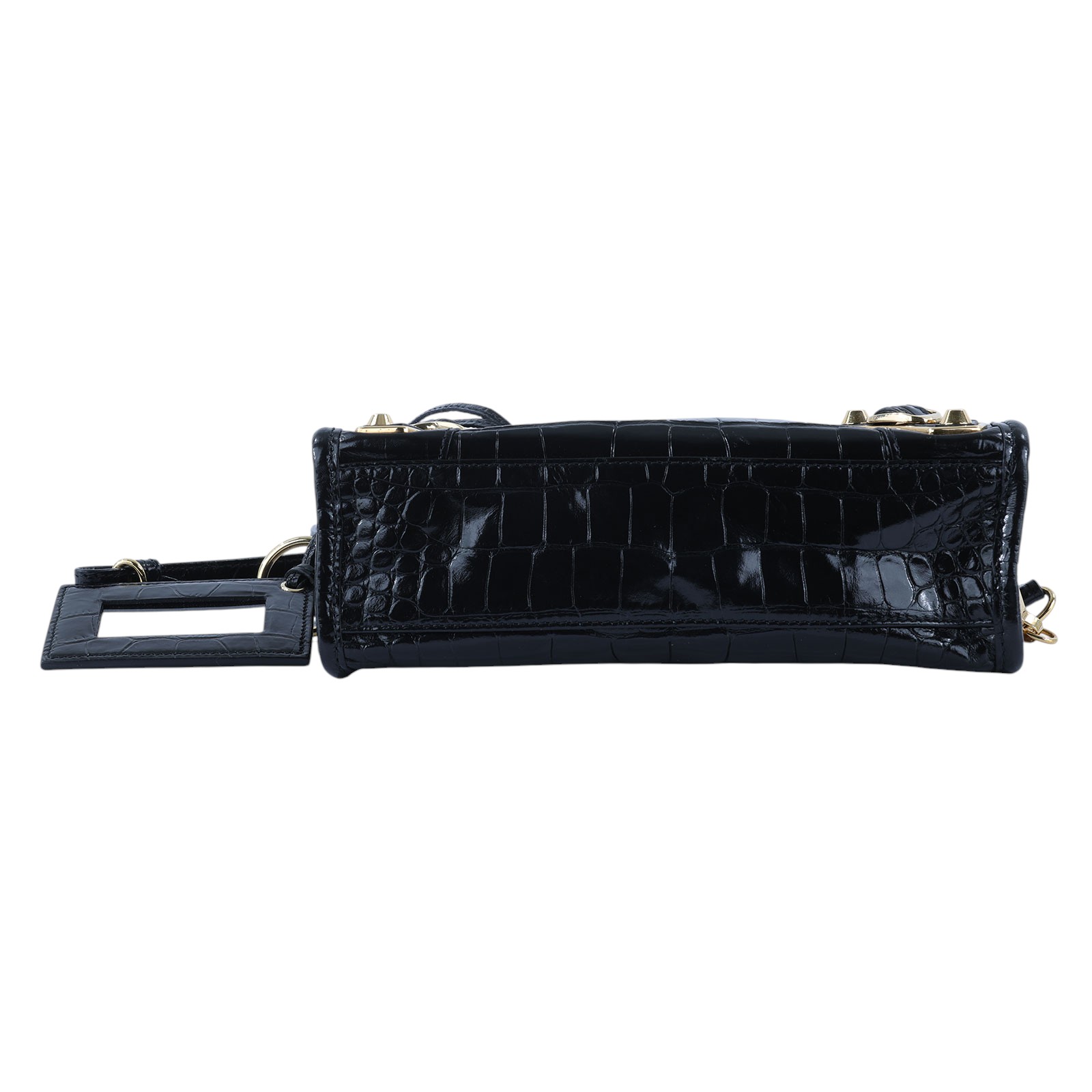 巴黎世家 BALENCIAGA Giant Mini City 鱷魚壓紋 機車包 3901601RO6G 黑金鱷魚壓紋MINI CITY 防塵袋/購買證明