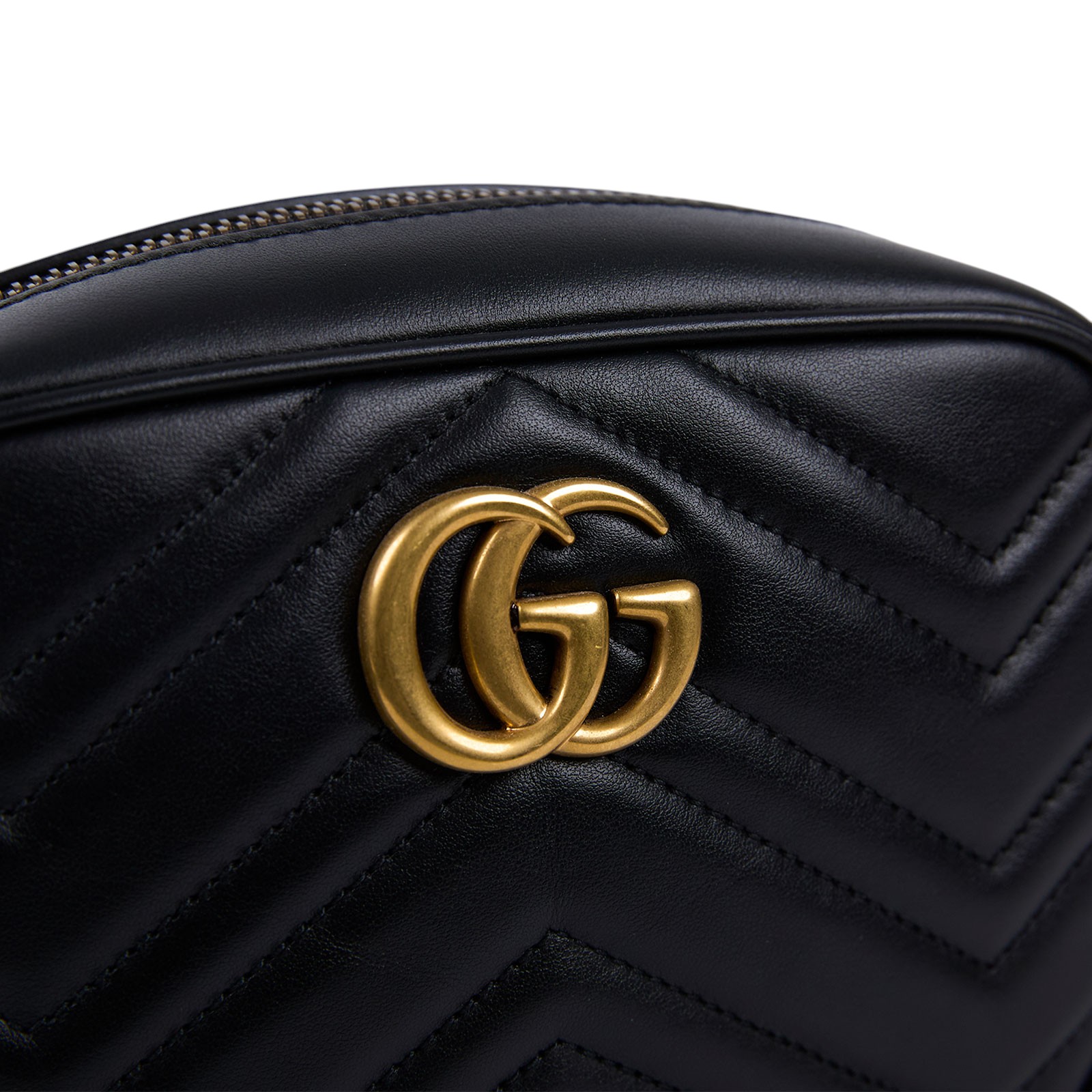 古馳 GUCCI Marmont 迷你袋 金色五金 448065 DTD1T 黑牛皮 GG Marmont 肩背包 無附屬品