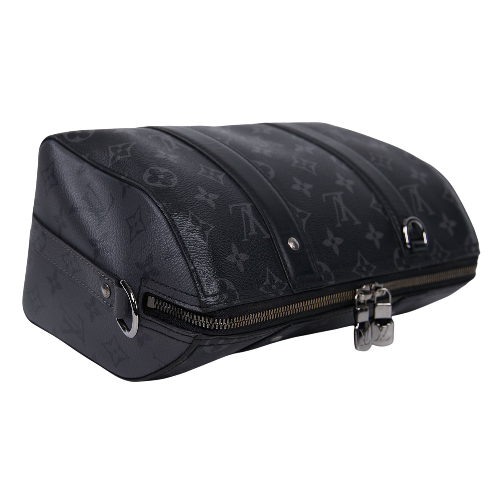 路易威登 LOUIS VUITTON City Keepall Eclipse帆布 拉鍊 斜背包 黑色 M45936 晶片款  背帶/吊牌