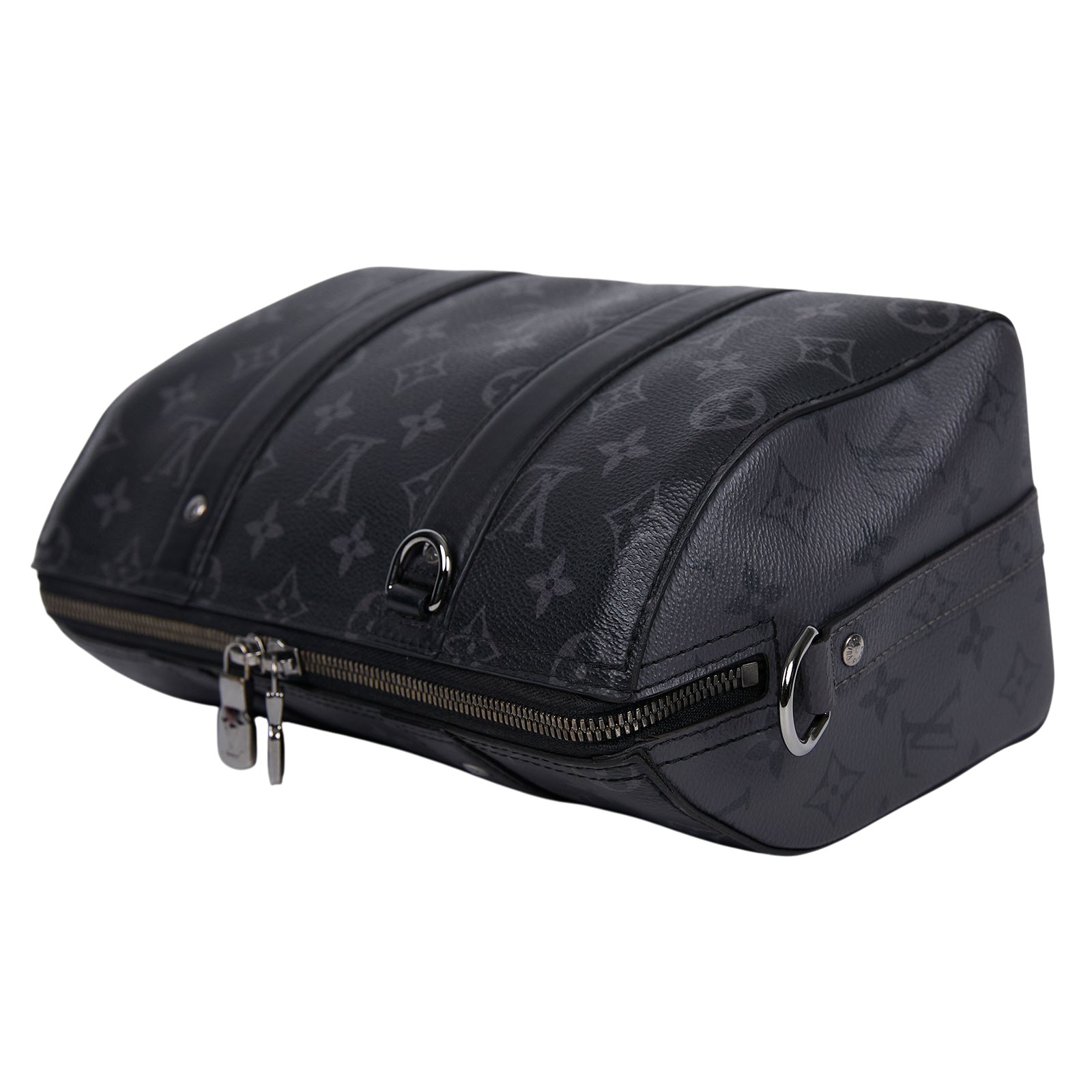 路易威登 LOUIS VUITTON City Keepall Eclipse帆布 拉鍊 斜背包 黑色 M45936 晶片款  背帶/吊牌