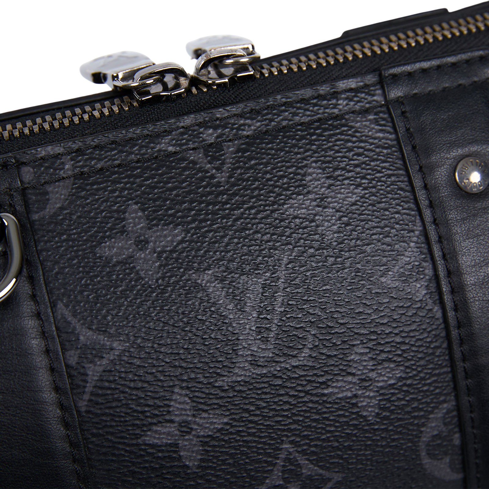 路易威登 LOUIS VUITTON City Keepall Eclipse帆布 拉鍊 斜背包 黑色 M45936 晶片款  背帶/吊牌