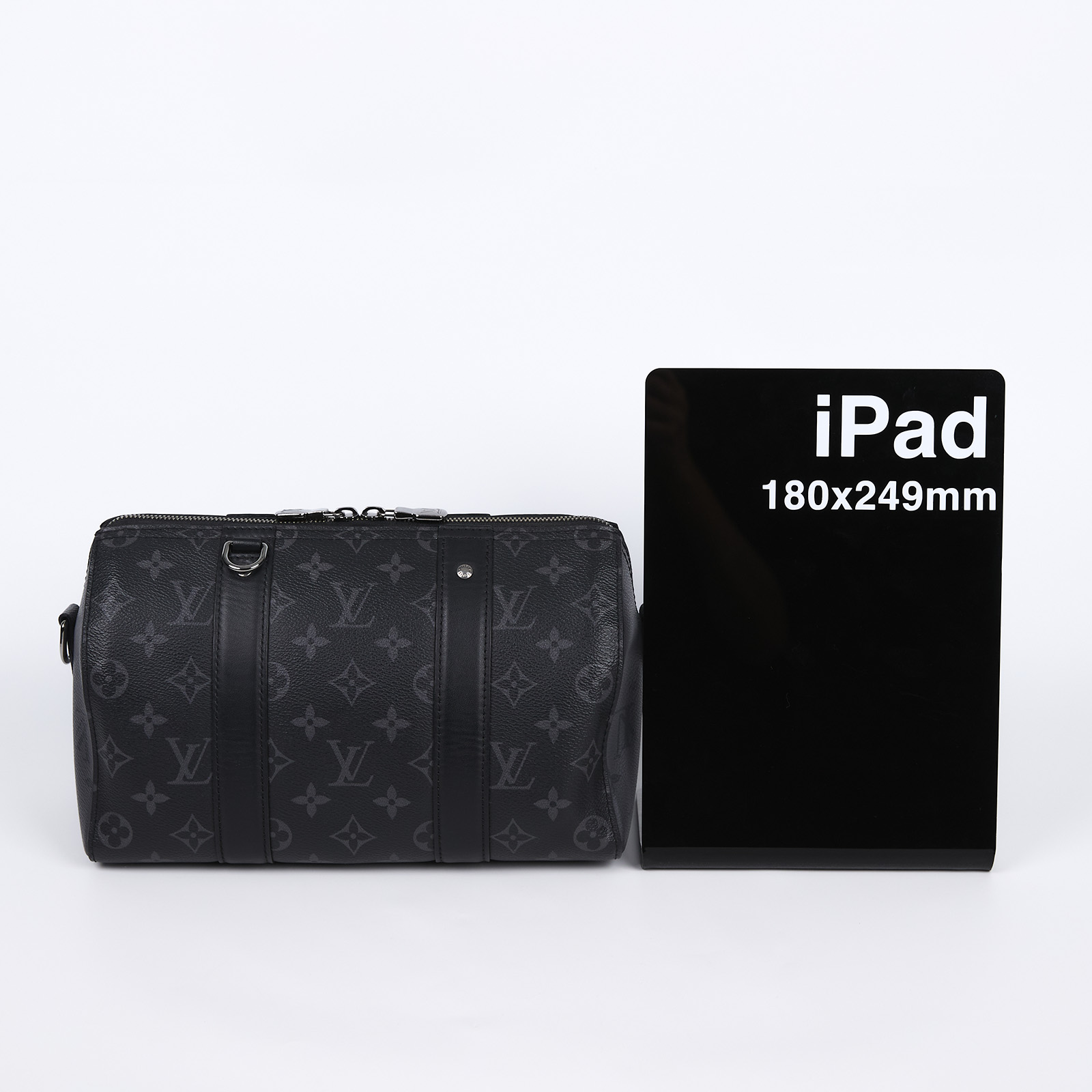 路易威登 LOUIS VUITTON City Keepall Eclipse帆布 拉鍊 斜背包 黑色 M45936 晶片款  背帶/吊牌