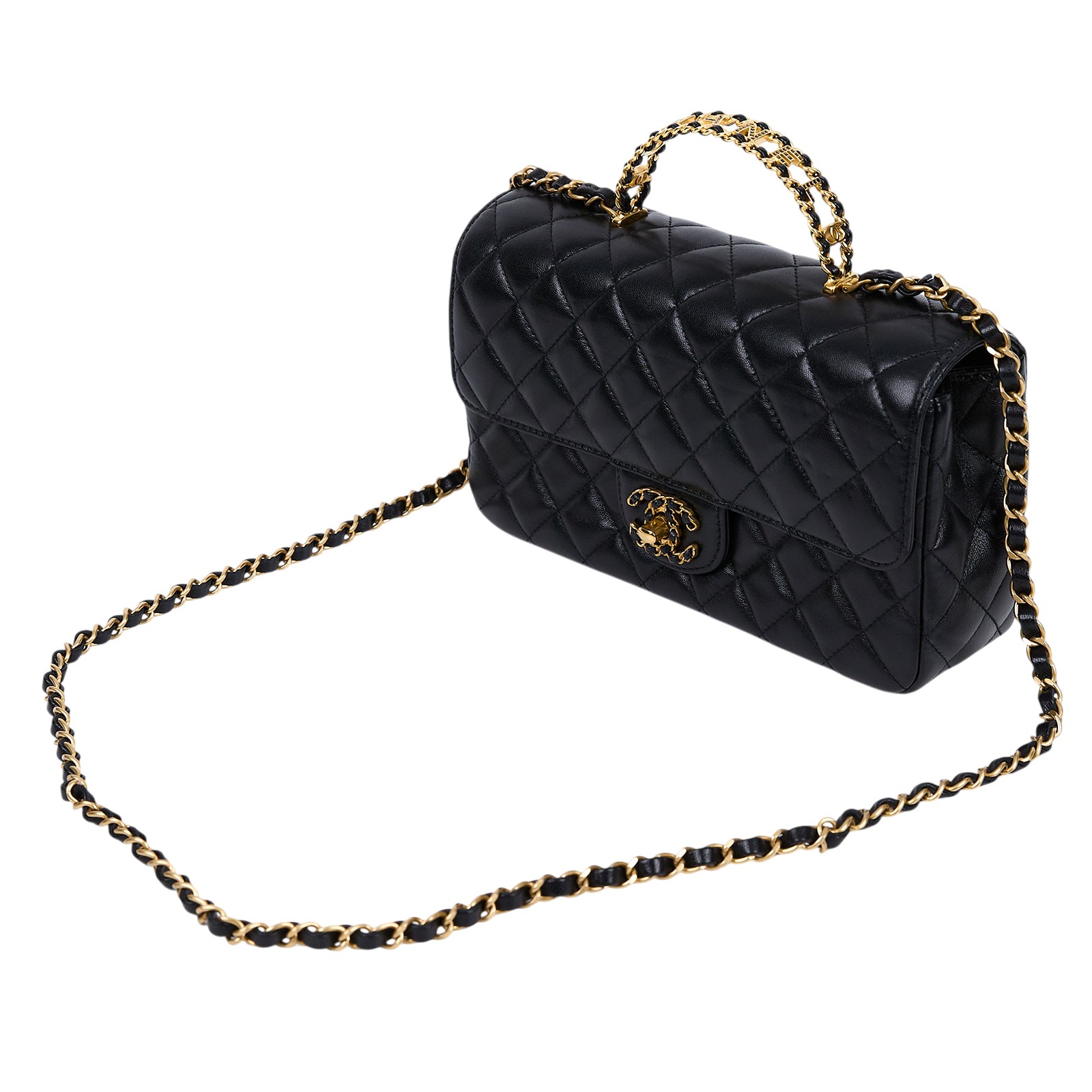 香奈兒 CHANEL Handle 手提 口蓋包 AS4530 B14824 晶片款 黑羊手提包 防塵袋/購買證明/原廠盒子