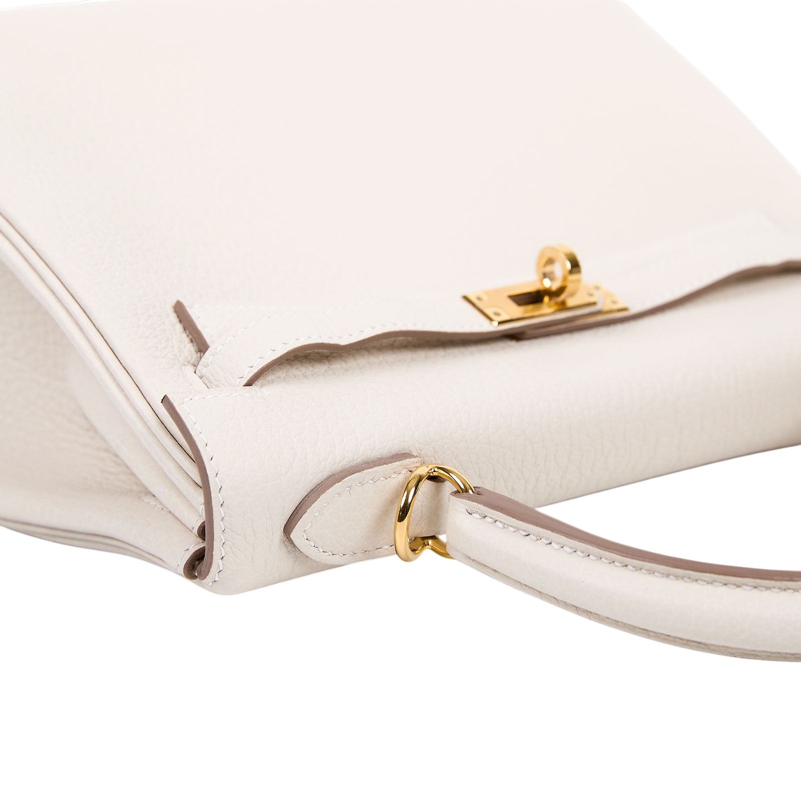 愛馬仕 Hermes Kelly Bag 凱莉包 25 KL25 K刻 奶昔白金釦KELLY25 原廠盒子/防塵袋/鎖組/背帶