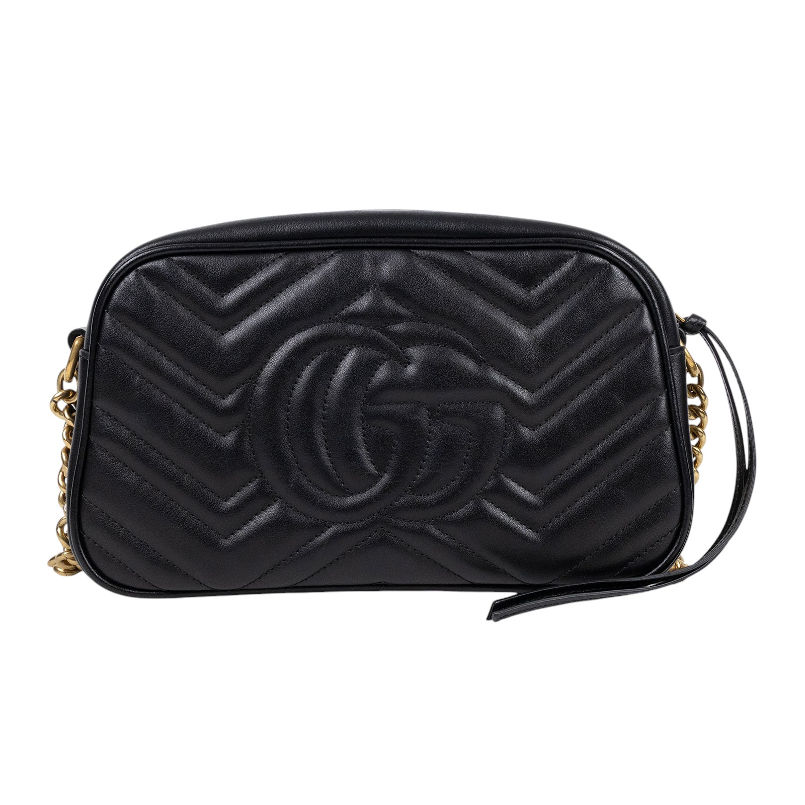 古馳 GUCCI GG Marmont 小型 絎縫 肩揹袋 447632 黑 GG Marmont 肩背包 原廠盒子/防塵袋