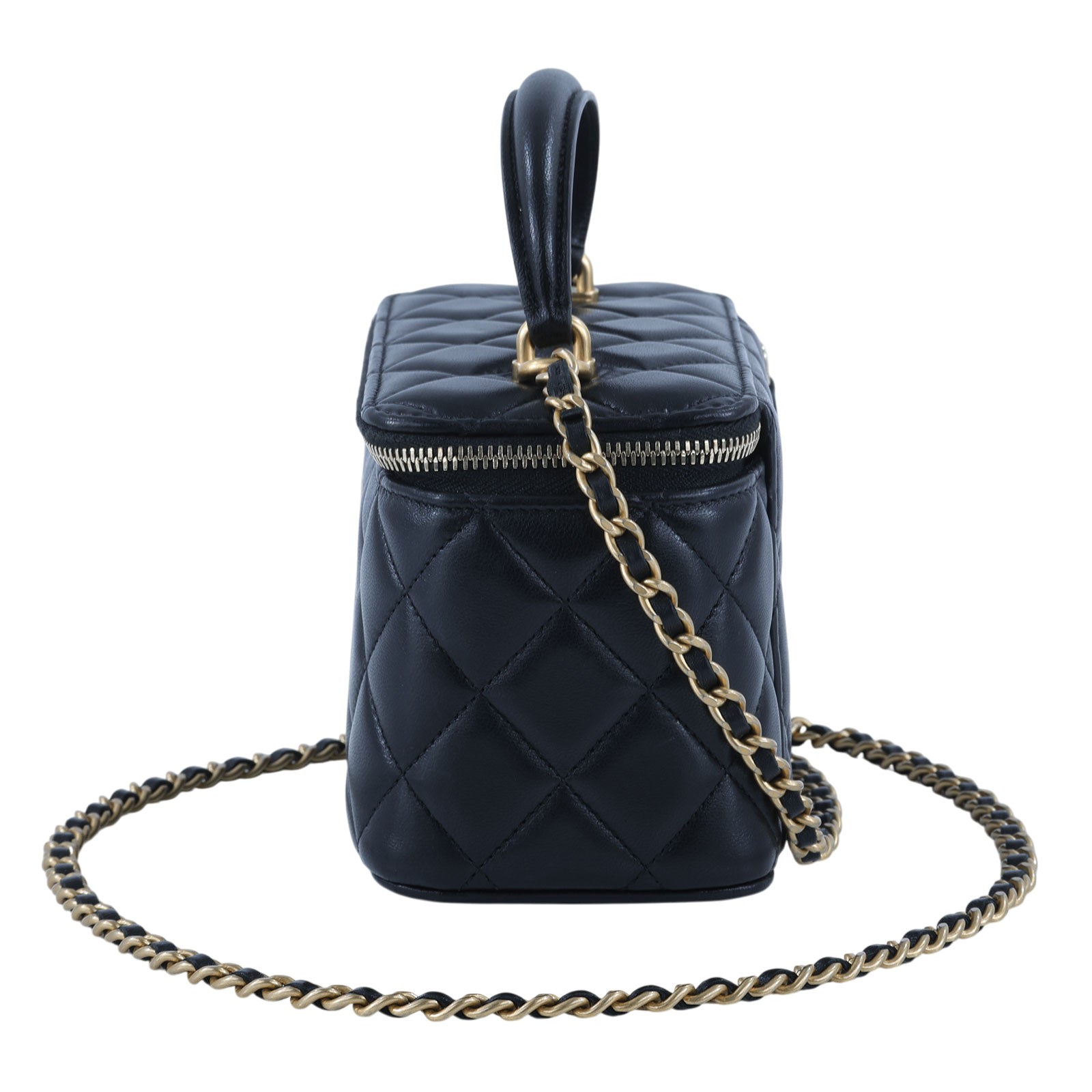 香奈兒 CHANEL Vanity Case 化妝箱 AP2199 B05810 31開黑金羊菱格化妝包 原廠盒子/防塵袋/購買證明影本/保證卡