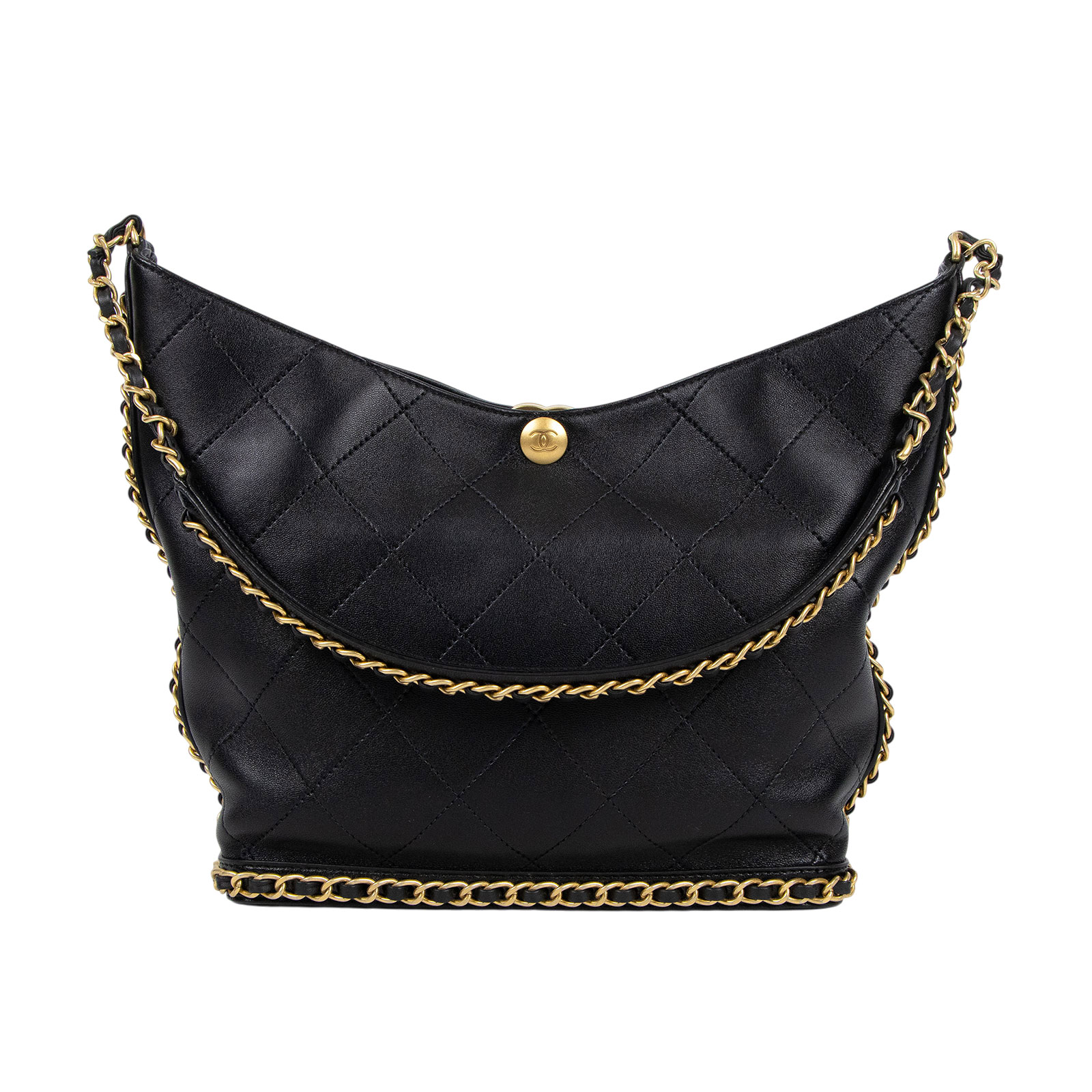 香奈兒 CHANEL 流浪包 Hobo Bag 肩背包 AS5549 B20290 晶片款 黑羊金扣HOBO 原廠盒子/防塵袋/購買證明