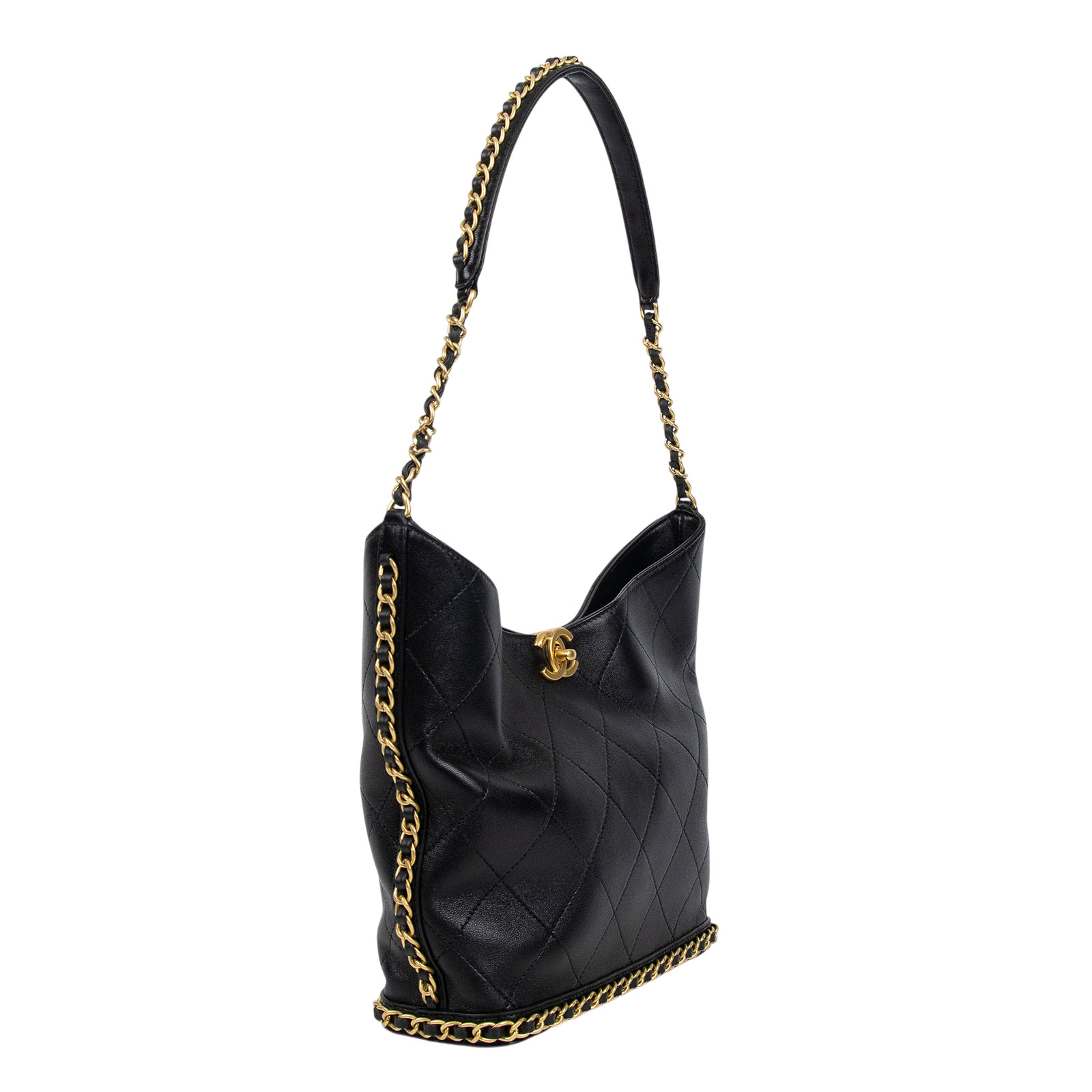 香奈兒 CHANEL 流浪包 Hobo Bag 肩背包 AS5549 B20290 晶片款 黑羊金扣HOBO 原廠盒子/防塵袋/購買證明