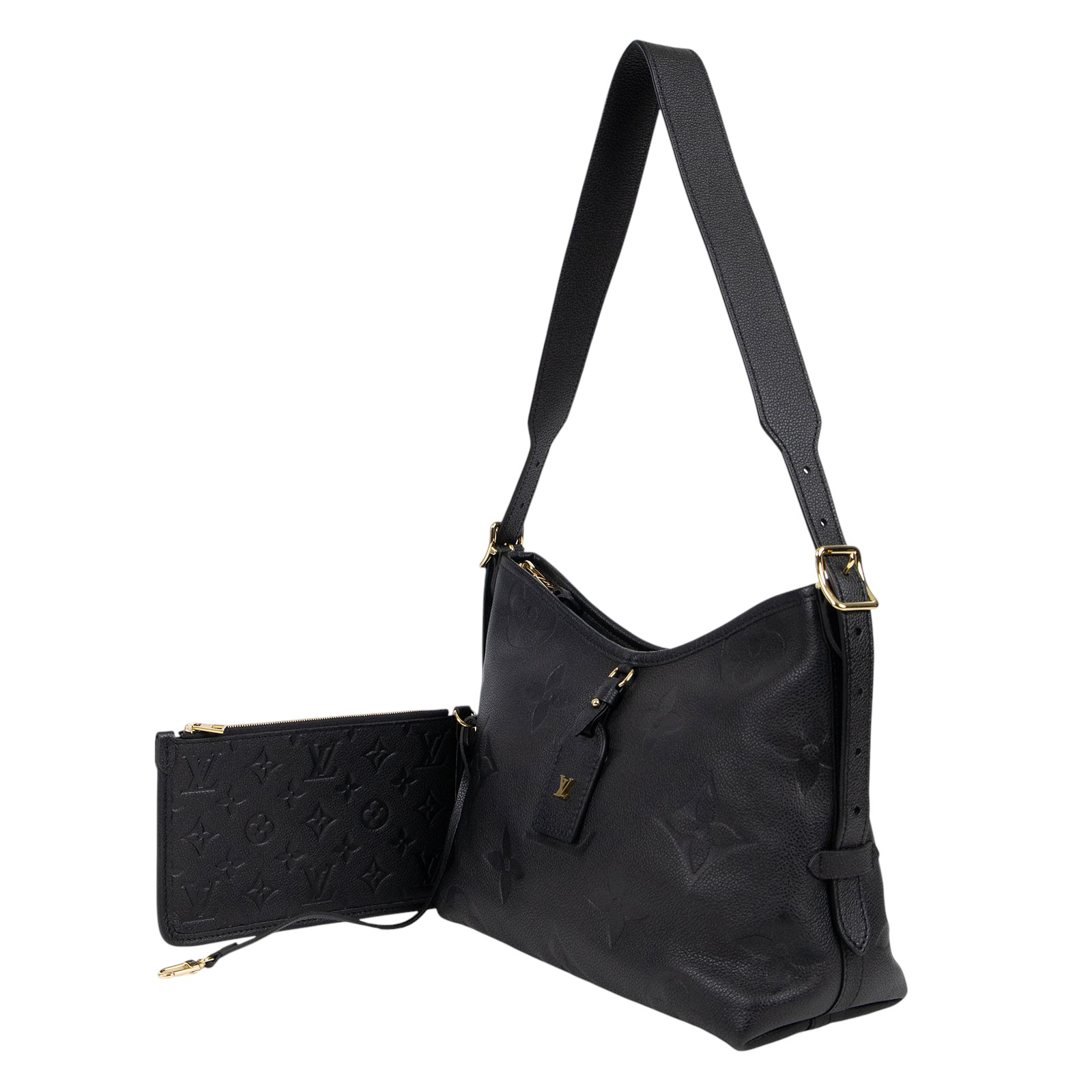 路易威登 LOUIS VUITTON CarryAll PM  黑色 牛皮 肩背包 M46288 晶片款 黑牛皮壓紋CARRYAll PM 防塵袋