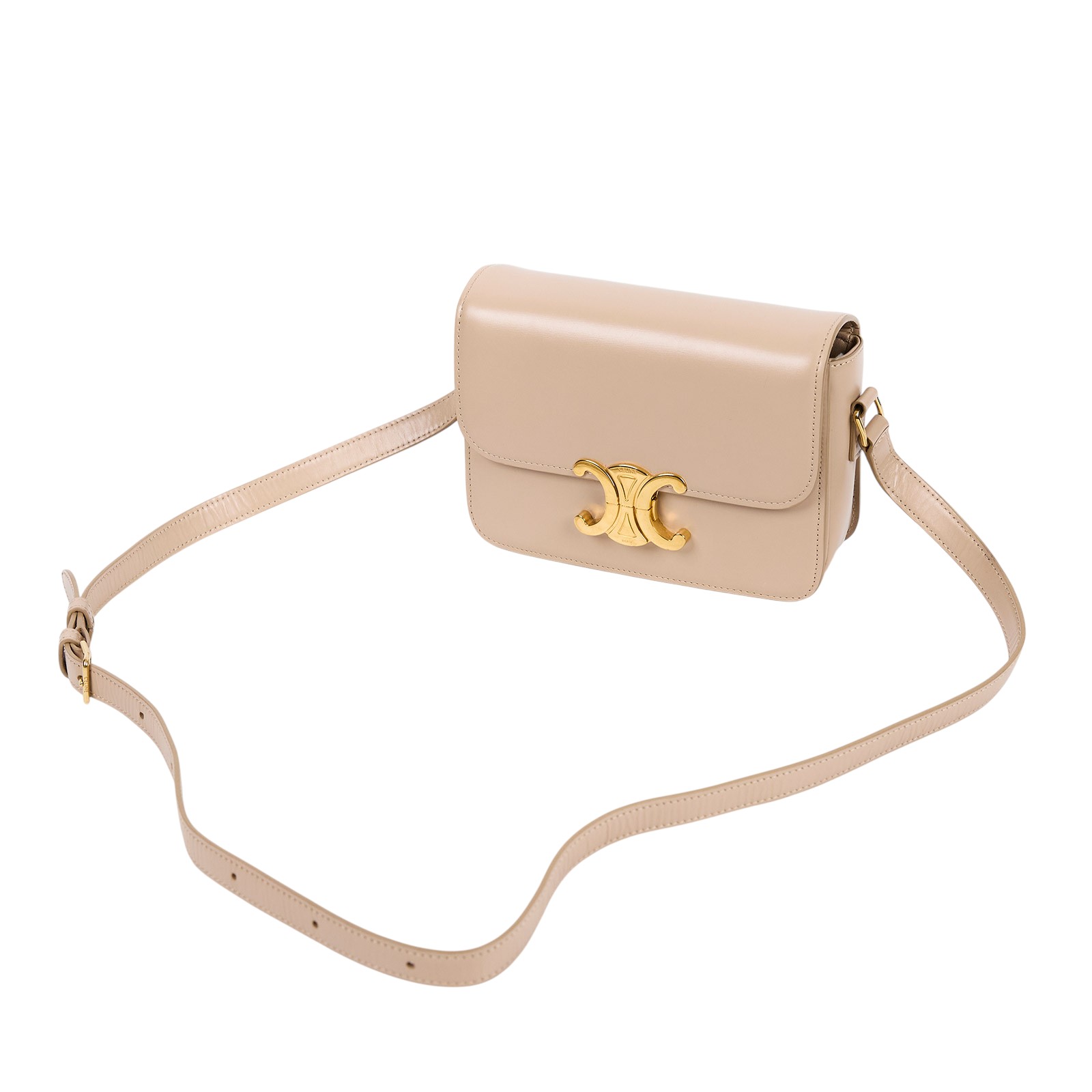 思琳 CELINE 亮面牛皮革 Teen Triomphe 凱旋門 肩背包 188423BF4 燕麥TEEN凱旋門肩背包 防塵袋