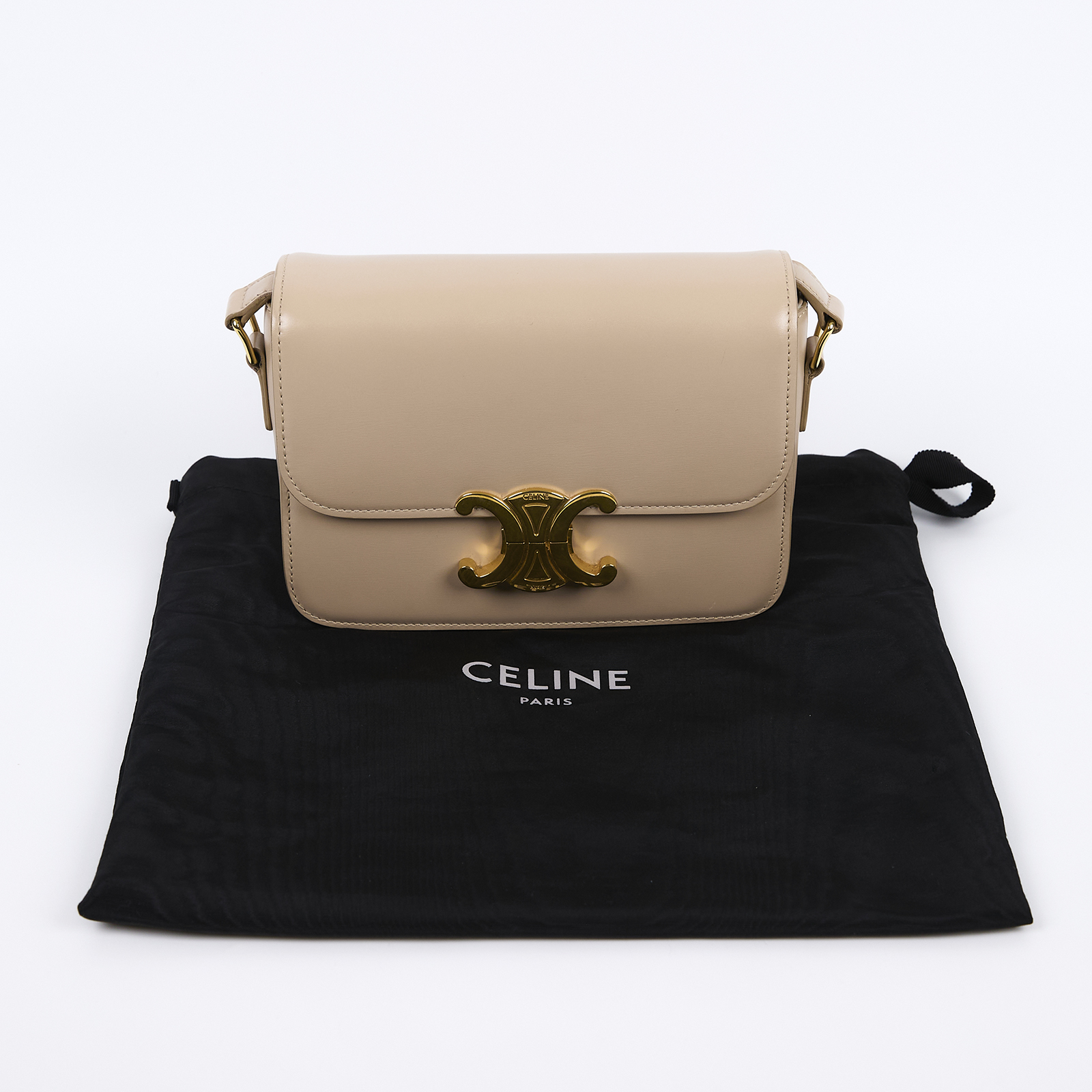 思琳 CELINE 亮面牛皮革 Teen Triomphe 凱旋門 肩背包 188423BF4 燕麥TEEN凱旋門肩背包 防塵袋