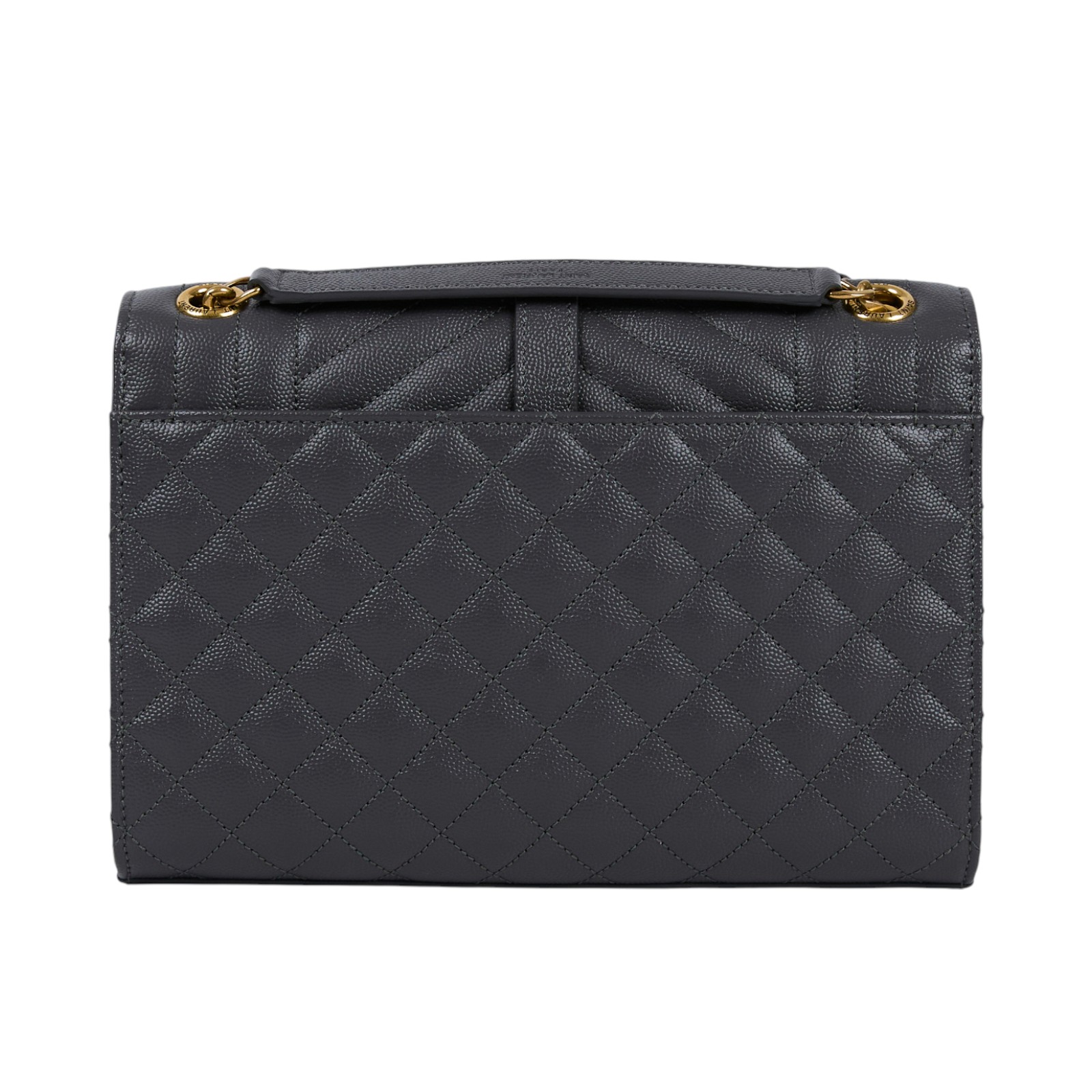 聖羅蘭 YSL SAINT LAURENT Envelope 灰色 粒面絎縫 牛皮 中型 信封袋 金色五金 600185BOW91  防塵袋