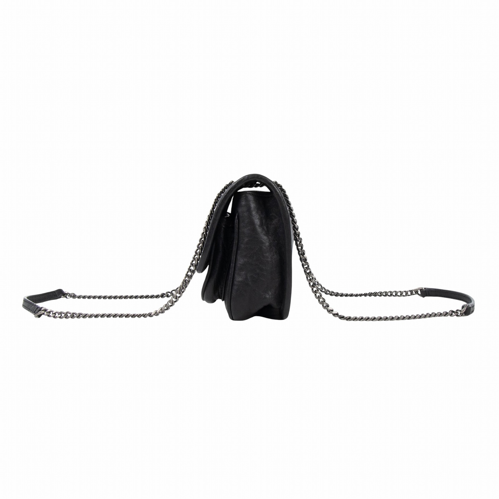 聖羅蘭 YSL SAINT LAURENT Niki 粒面小羊皮 迷你手袋 銀色五金 828736AACIA 黑銀粒面小羊皮NIKI MINI 原廠盒子/防塵袋