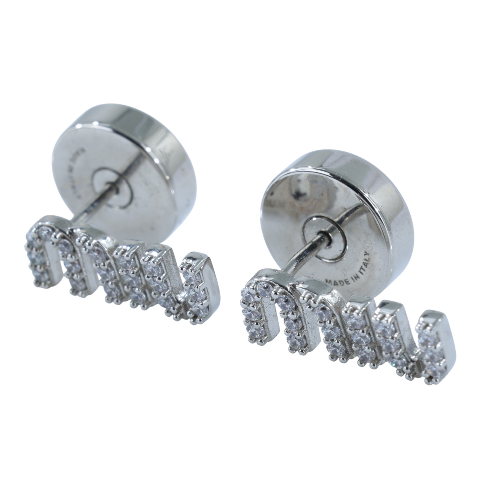 繆繆 MIU MIU 水晶 耳釘 5IO059_2DNC 銀水鑽耳環 原廠盒子/防塵袋