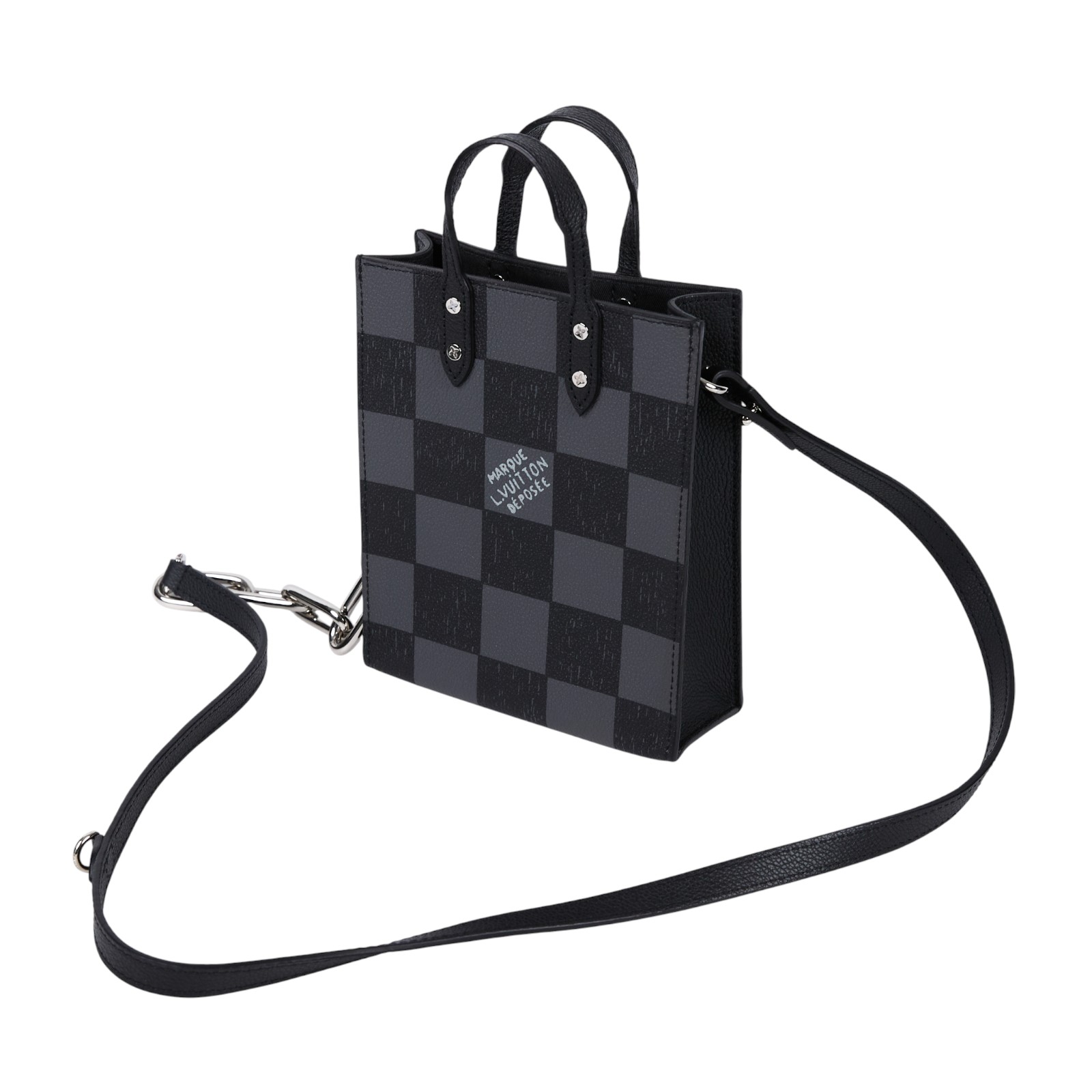 路易威登 LOUIS VUITTON Sac Plat 手提 鏈條包 N60495 晶片款 黑牛棋盤格SAC PLAT 防塵袋