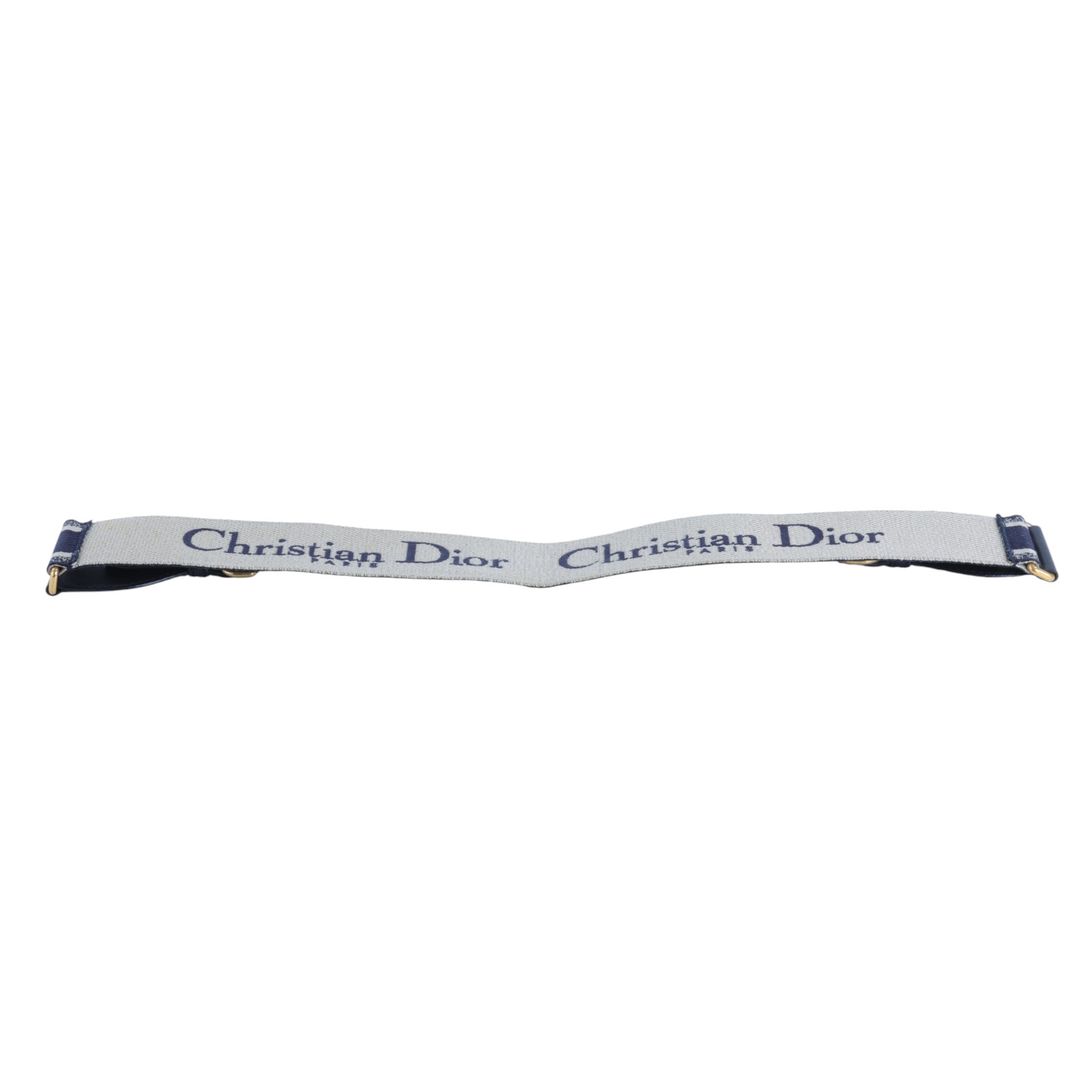 迪奧 CHRISTIAN DIOR 可調式肩背帶附金屬環 S8553CBTE 藍刺繡LOGO背帶 無附屬品