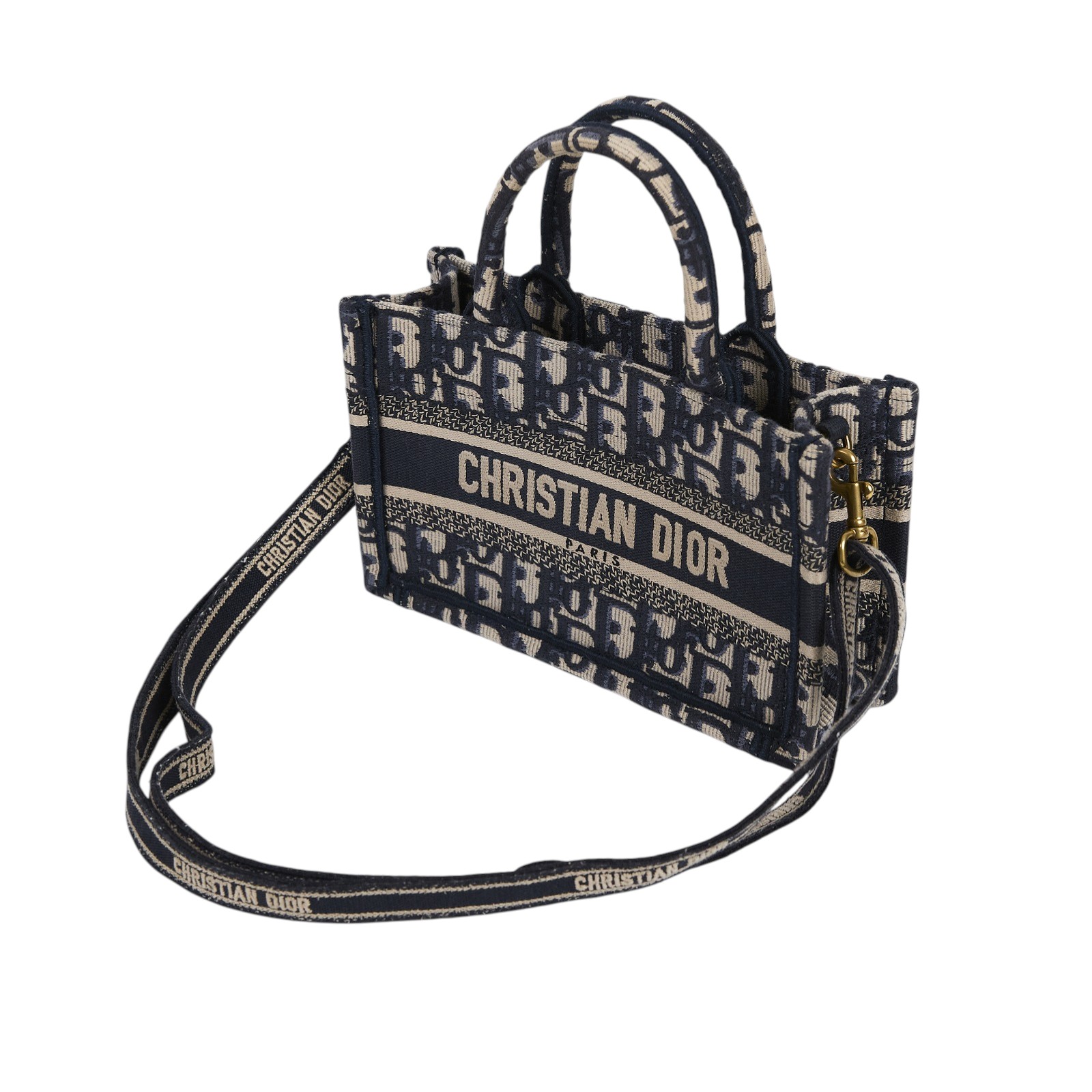 迪奧 CHRISTIAN DIOR Book Tote 迷你 手提 肩背 托特包 藍色 米色 S5573CRIW 藍刺繡Book Tote 迷你托特包 背帶