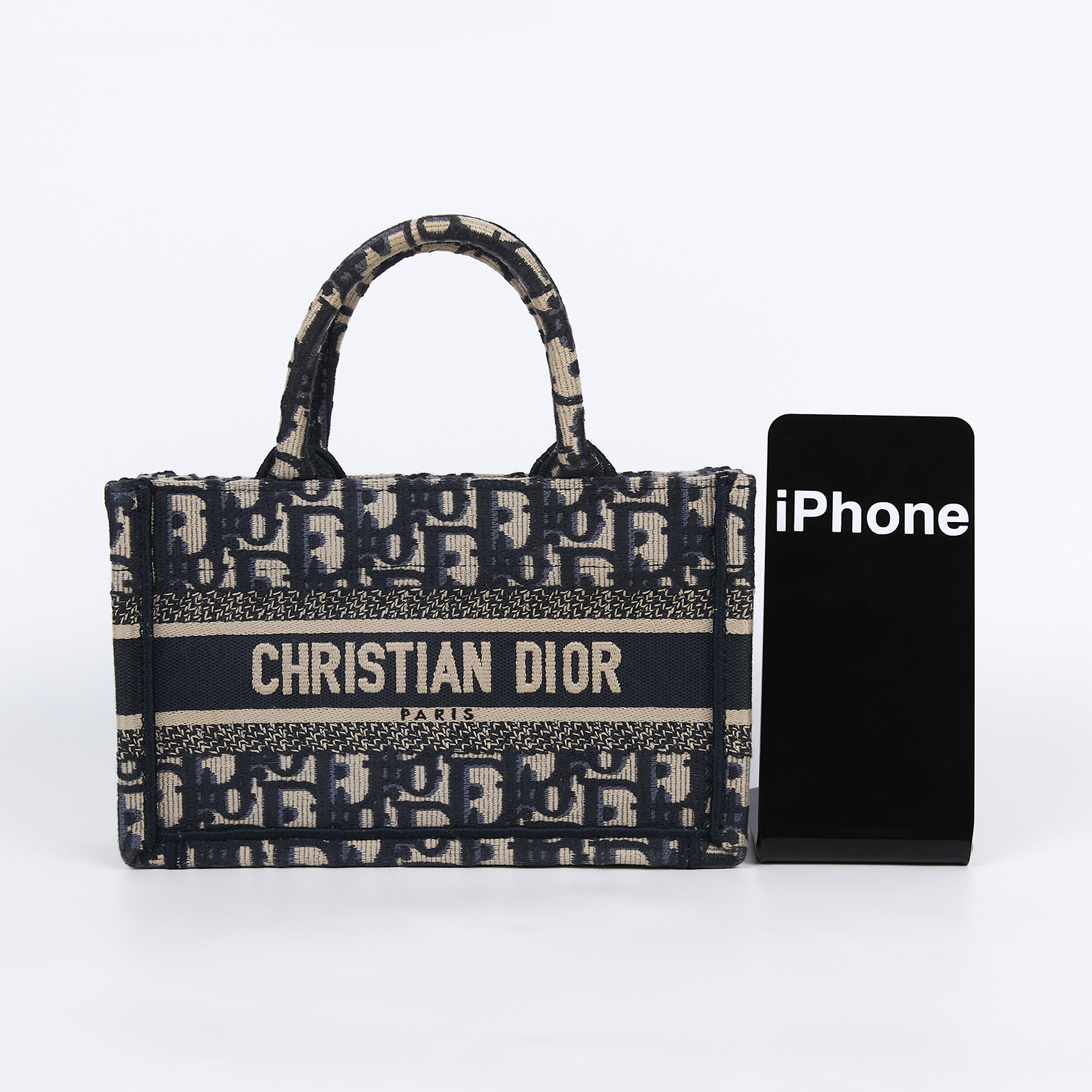 迪奧 CHRISTIAN DIOR Book Tote 迷你 手提 肩背 托特包 藍色 米色 S5573CRIW 藍刺繡Book Tote 迷你托特包 背帶