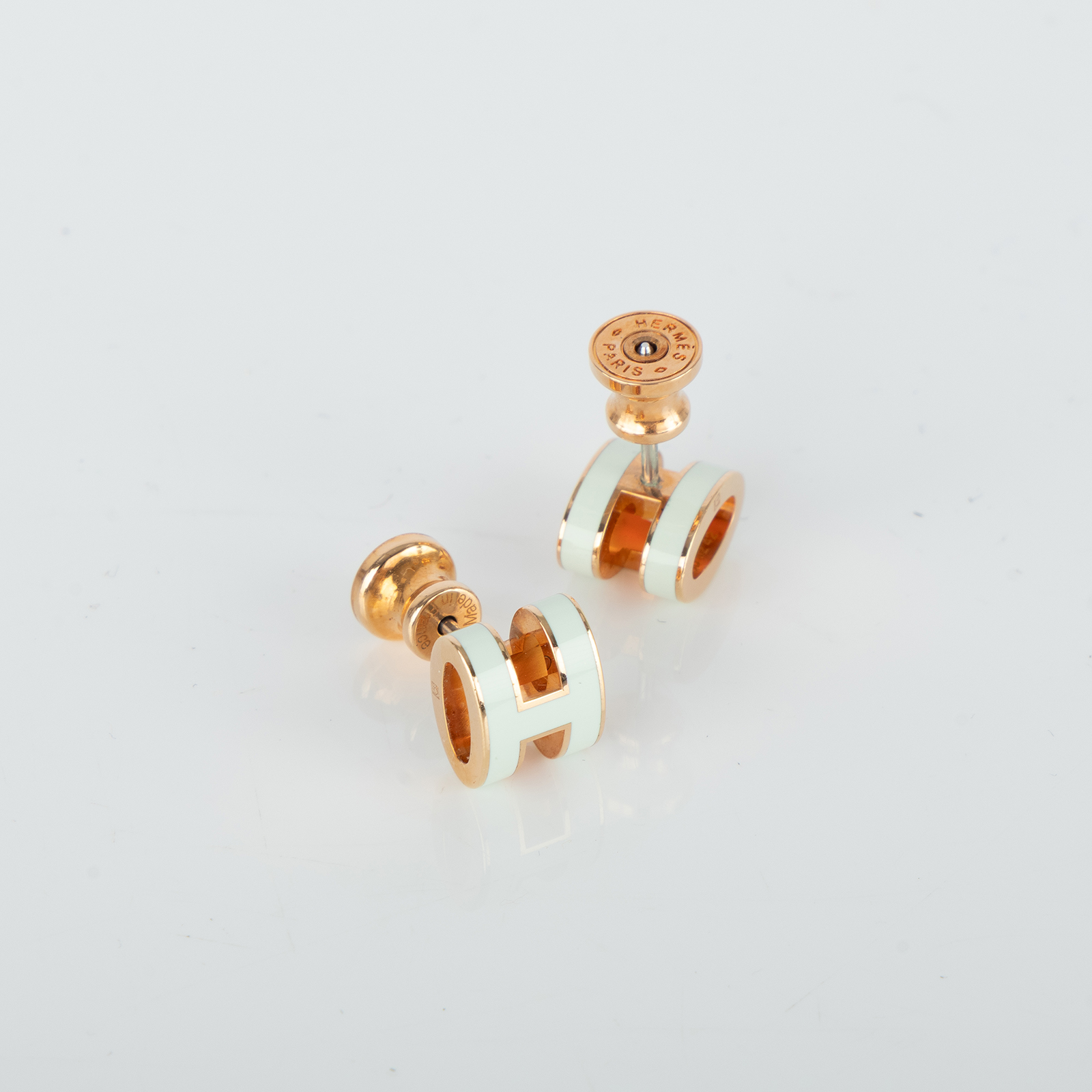 愛馬仕 Hermes Mini Pop H 耳釘 氣泡綠 H608002FO17 GD 02 42 氣泡綠玫瑰金MINI POP H耳環 防塵袋