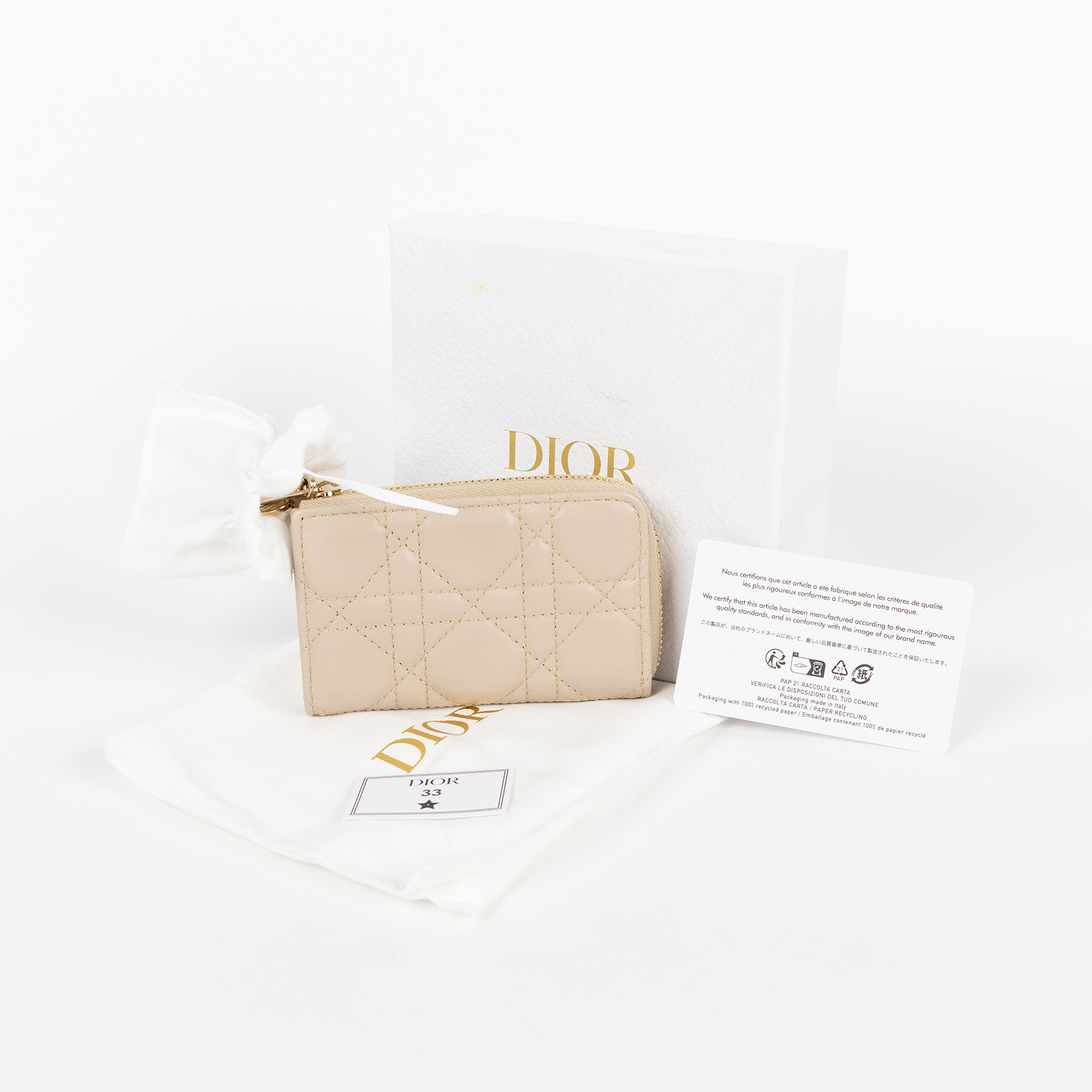迪奧 CHRISTIAN DIOR Lady Dior Yuzu 鑰匙包 S6043ONMJ 粉羊菱格鑰匙包 原廠盒子/防塵袋