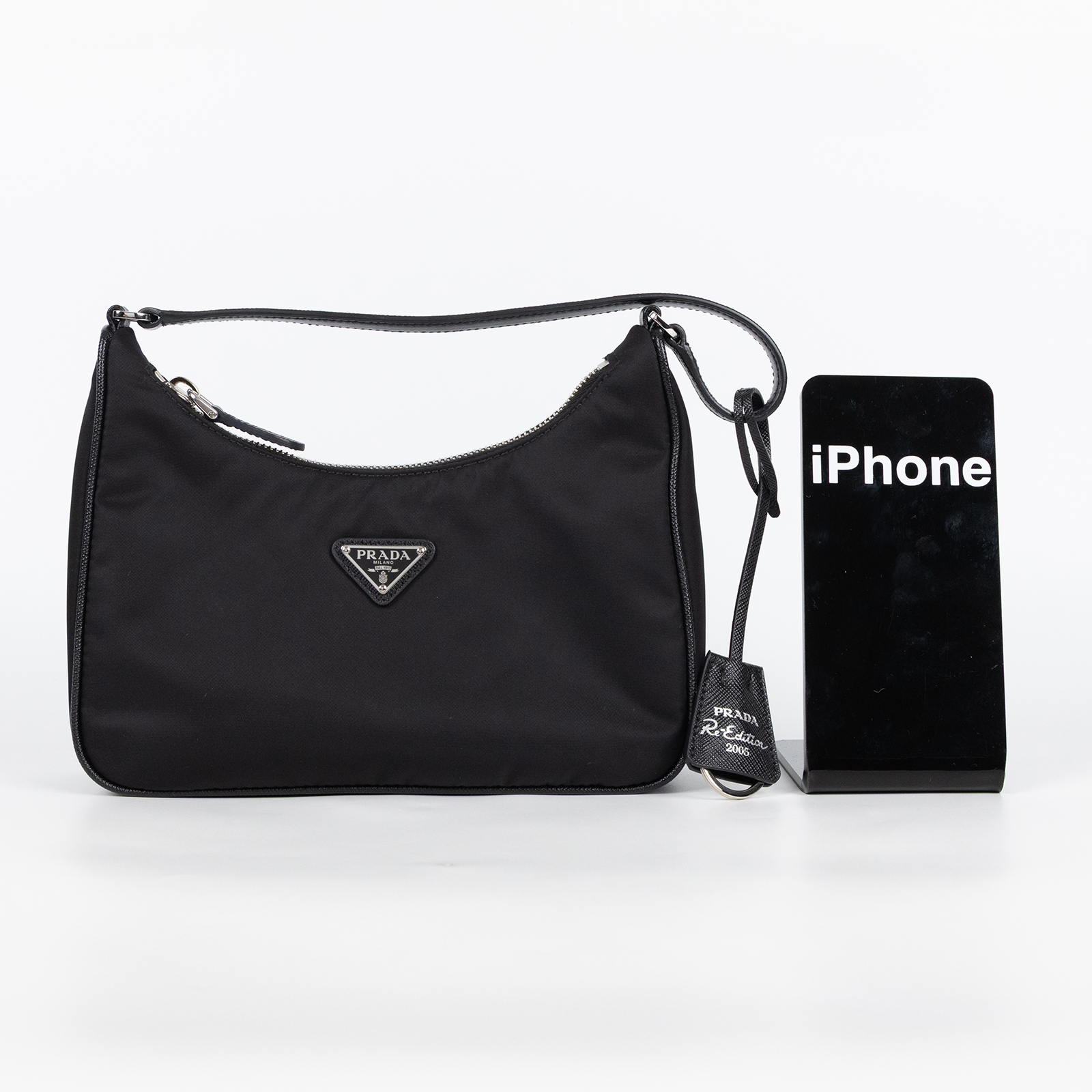 普拉達 PRADA Prada Re-Edition 環保尼龍 迷你袋 1NE204_R064 黑尼龍HOBO腋下包 防塵袋/保證卡