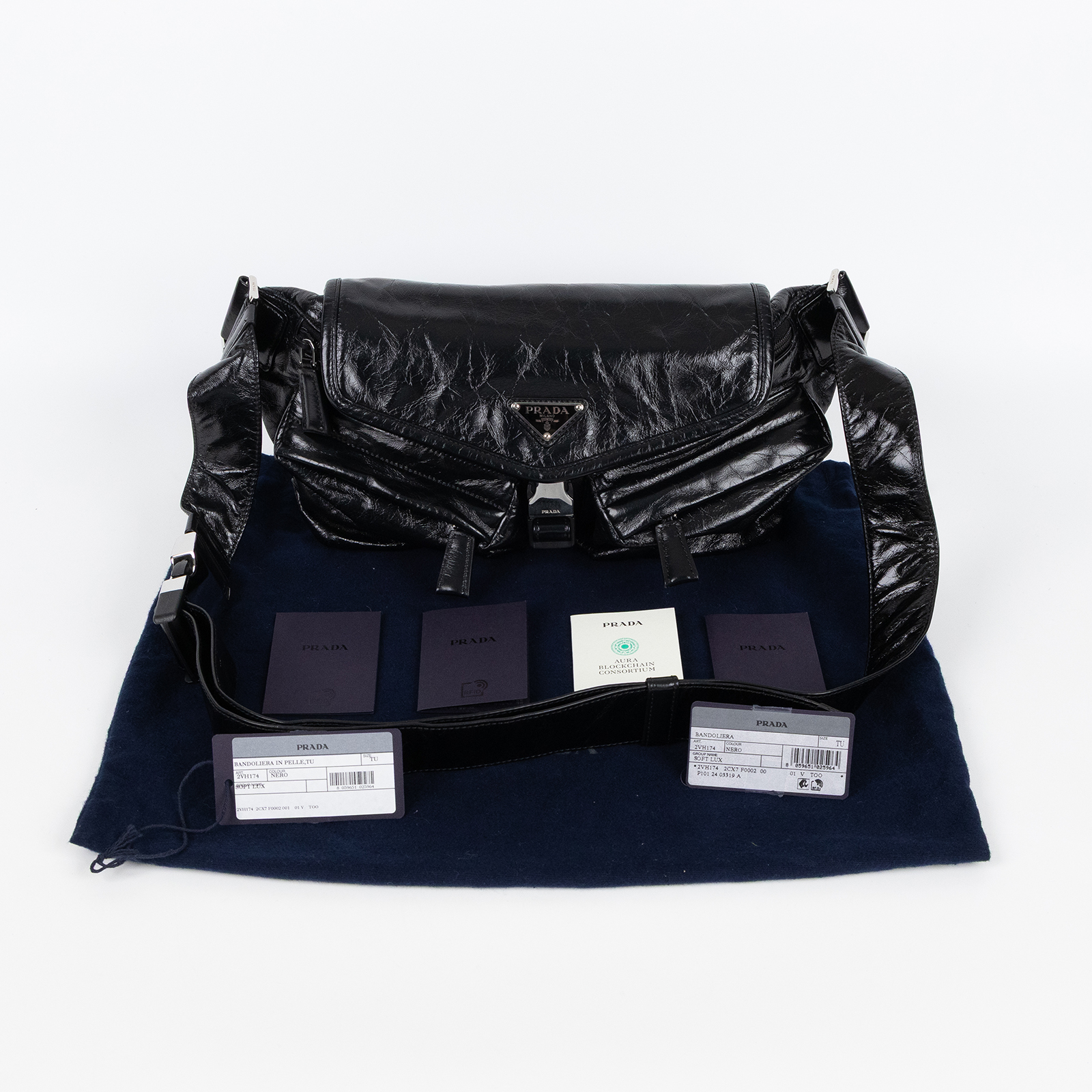 普拉達 PRADA Re Nylon 皮革 腰包 斜背包 2VH174_2CX7 黑腰包 防塵袋/保證卡