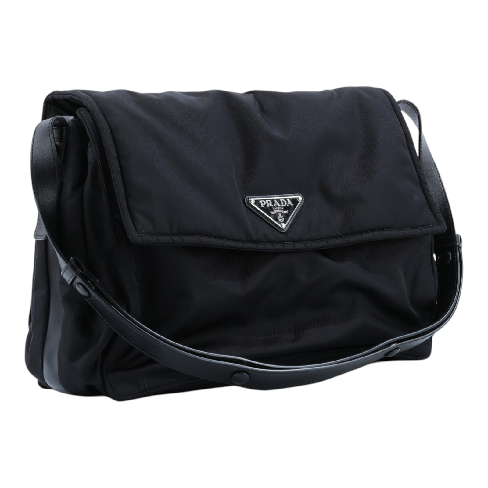 普拉達 PRADA Re-Nylon 夾棉 肩背袋 中型  1BD255_RDLN 黑尼龍郵差包 防塵袋/購買證明