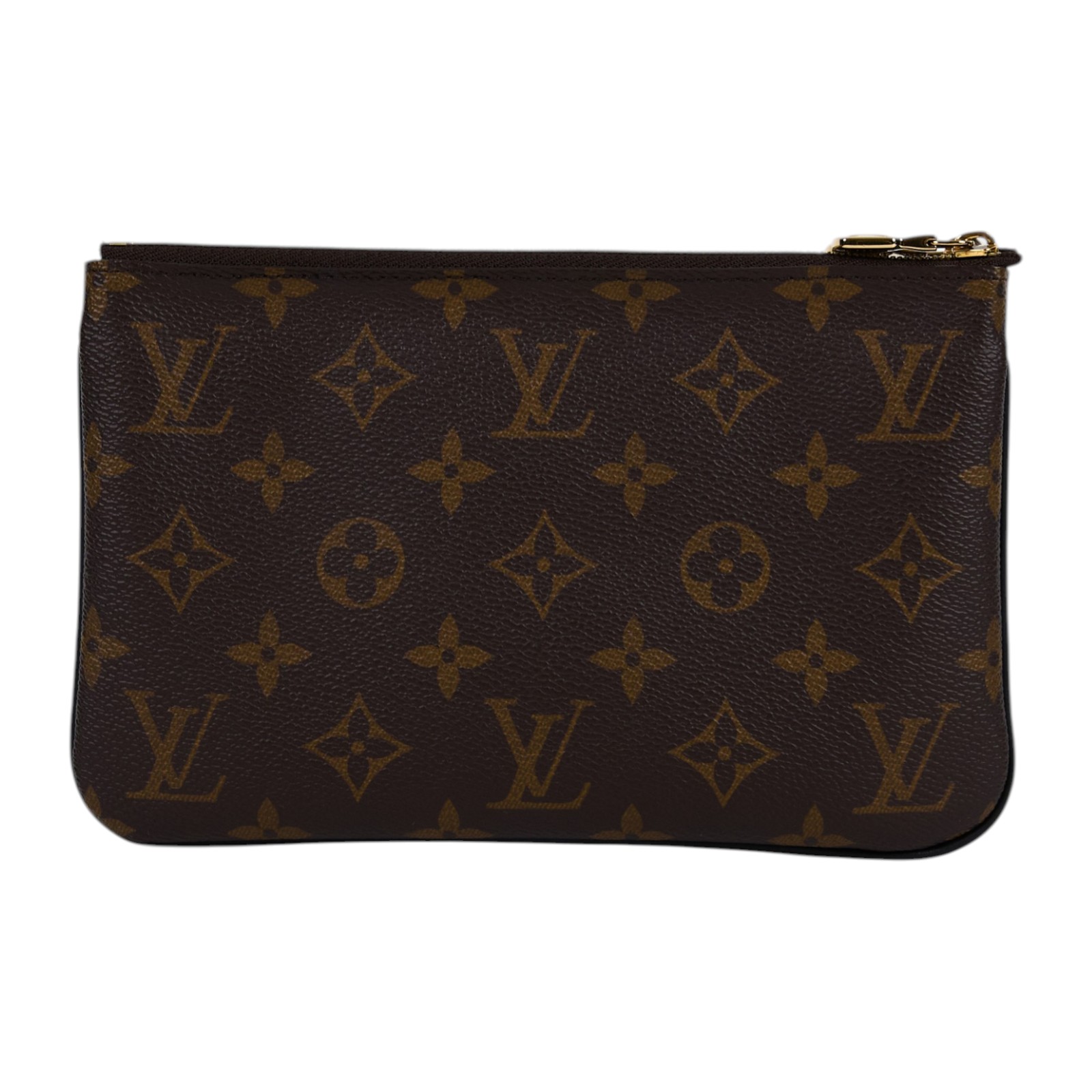 路易威登 LOUIS VUITTON Double Zip Pochette Reverse 帆布 多夾層手拿 斜背包 M69203 晶片款  原廠盒子/防塵袋/背帶