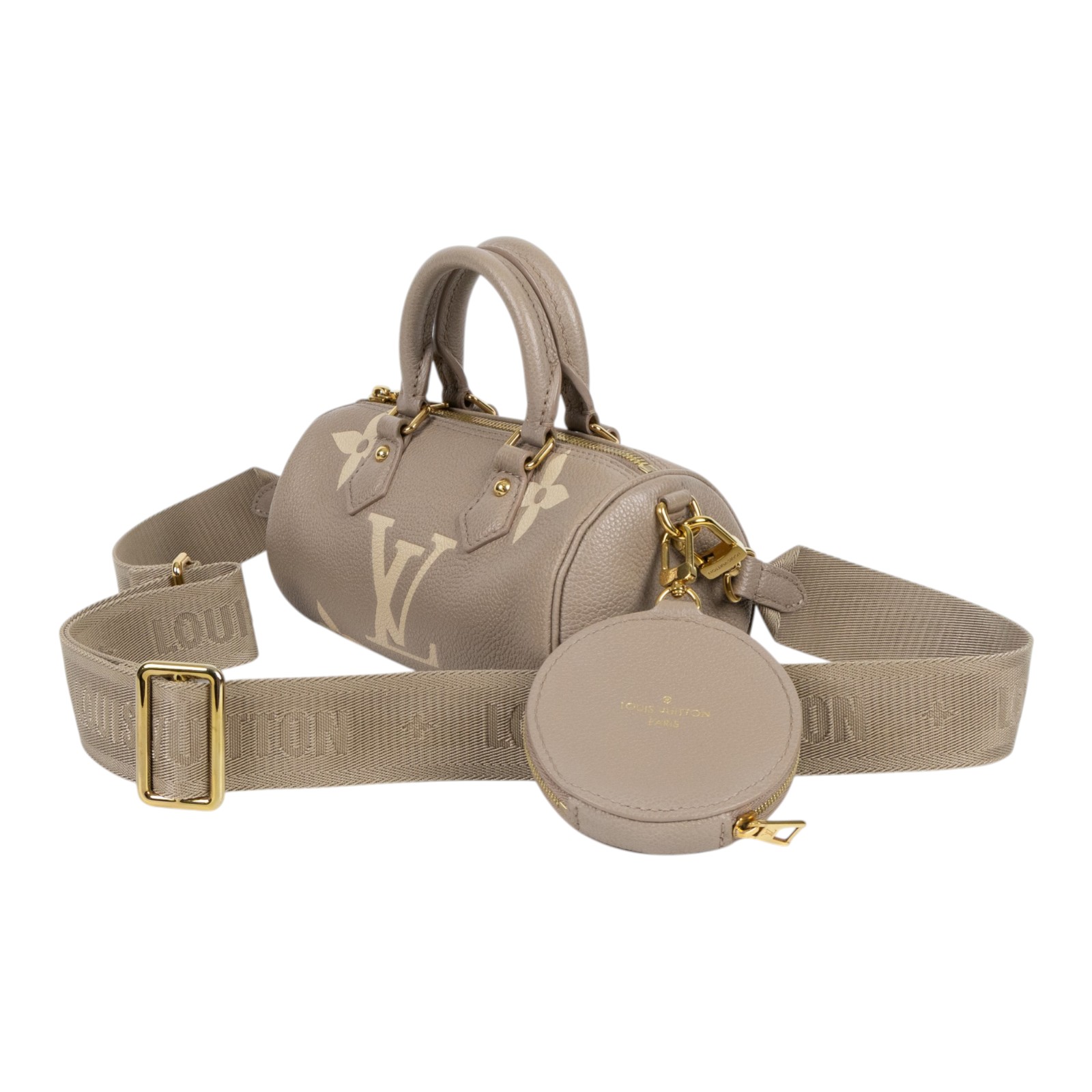 路易威登 LOUIS VUITTON Papillon BB 圓筒手提包 斑鳩灰色 M46031 晶片款 斑鳩灰PAPILLON BB 防塵袋/背帶/內袋