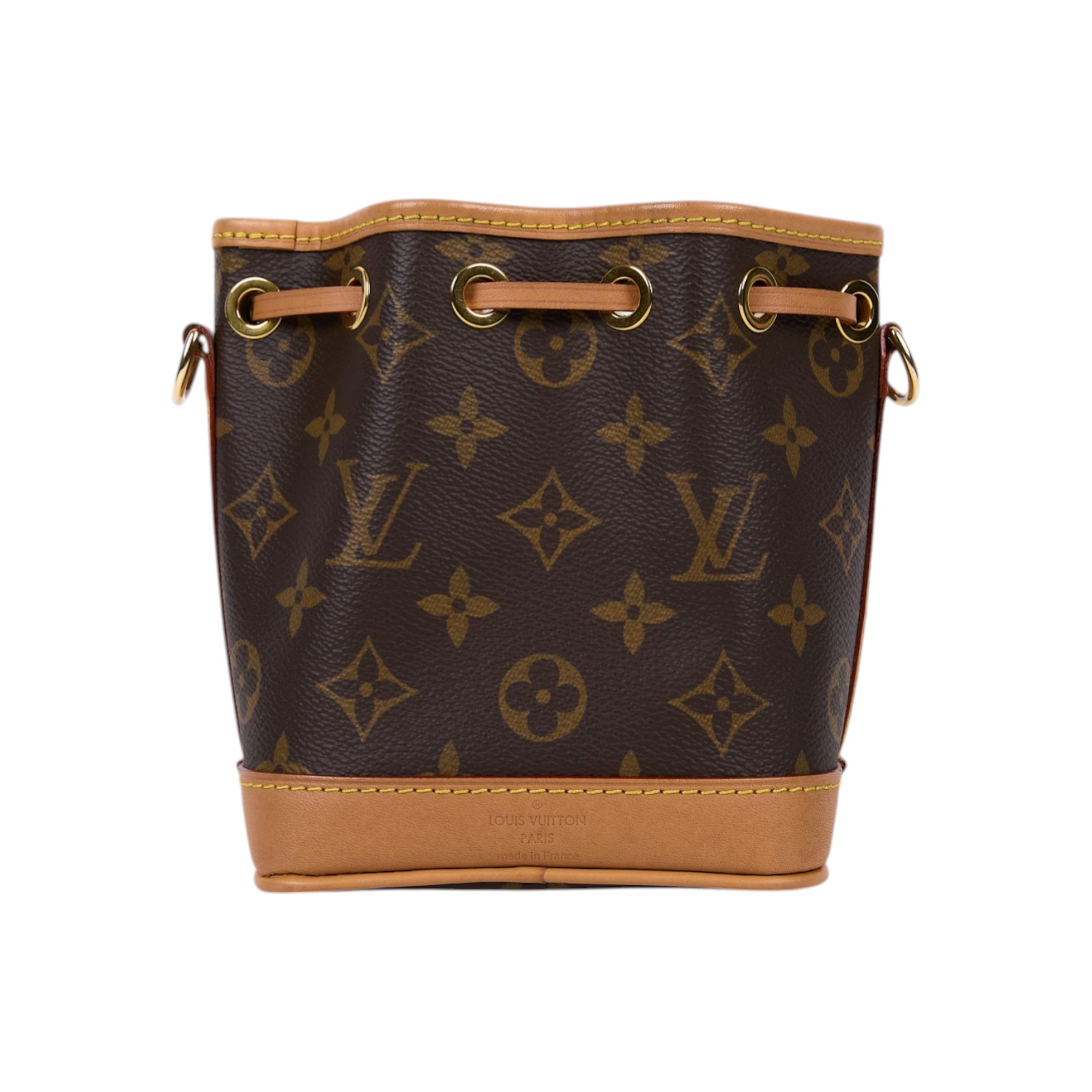 路易威登 LOUIS VUITTON Nano Noé 原花 束口水桶包 M81266 晶片款 原花 NANO NOE水桶包 原廠盒子/防塵袋