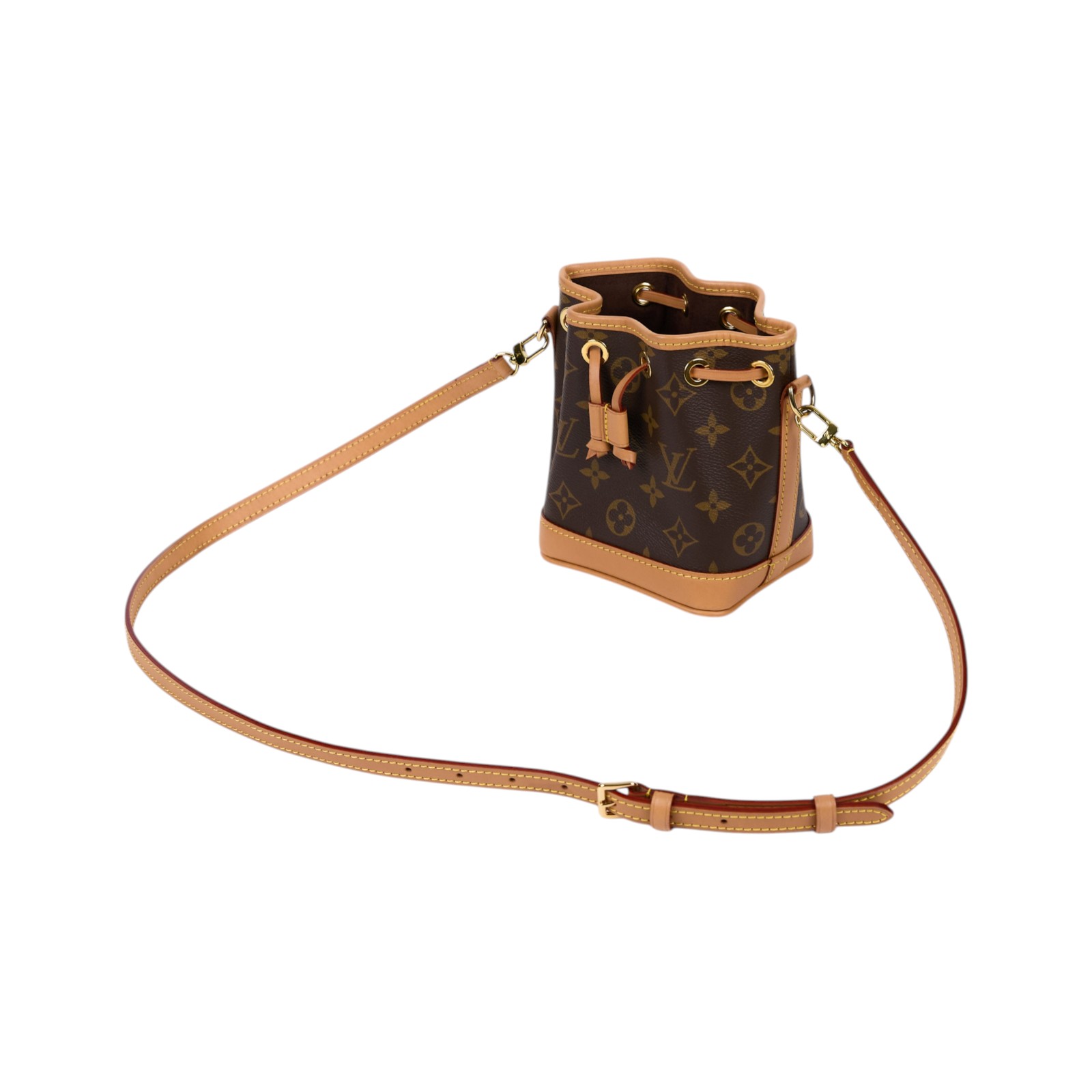 路易威登 LOUIS VUITTON Nano Noé 原花 束口水桶包 M81266 晶片款 原花 NANO NOE水桶包 原廠盒子/防塵袋