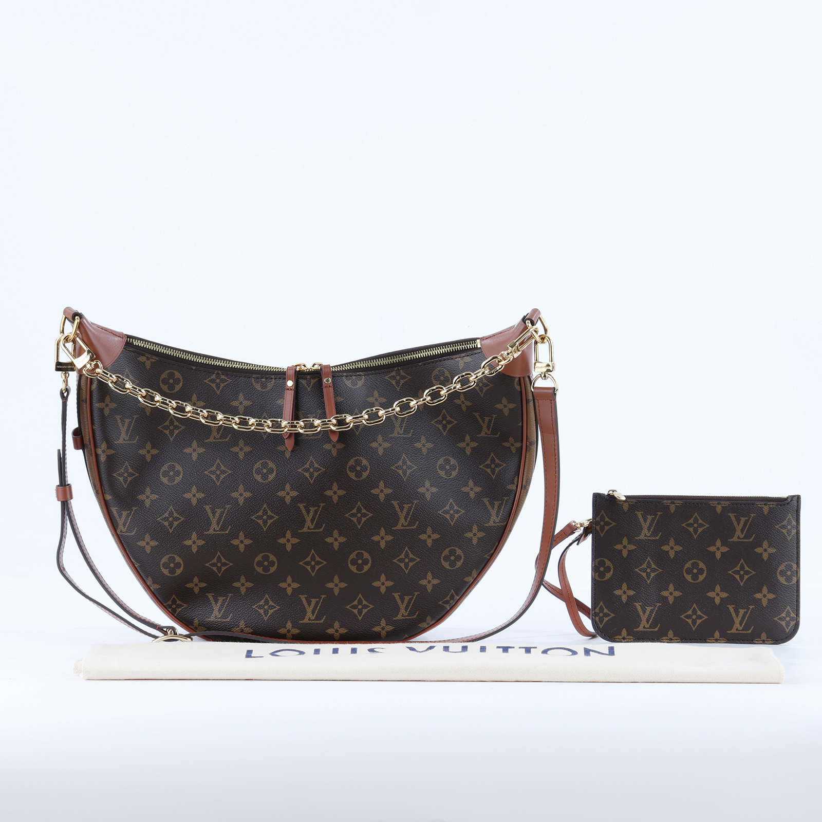路易威登 LOUIS VUITTON Loop Hobo 經典帆布 半月包 單肩包 M46311 晶片款 原花LOOP HOBO 防塵袋/內袋