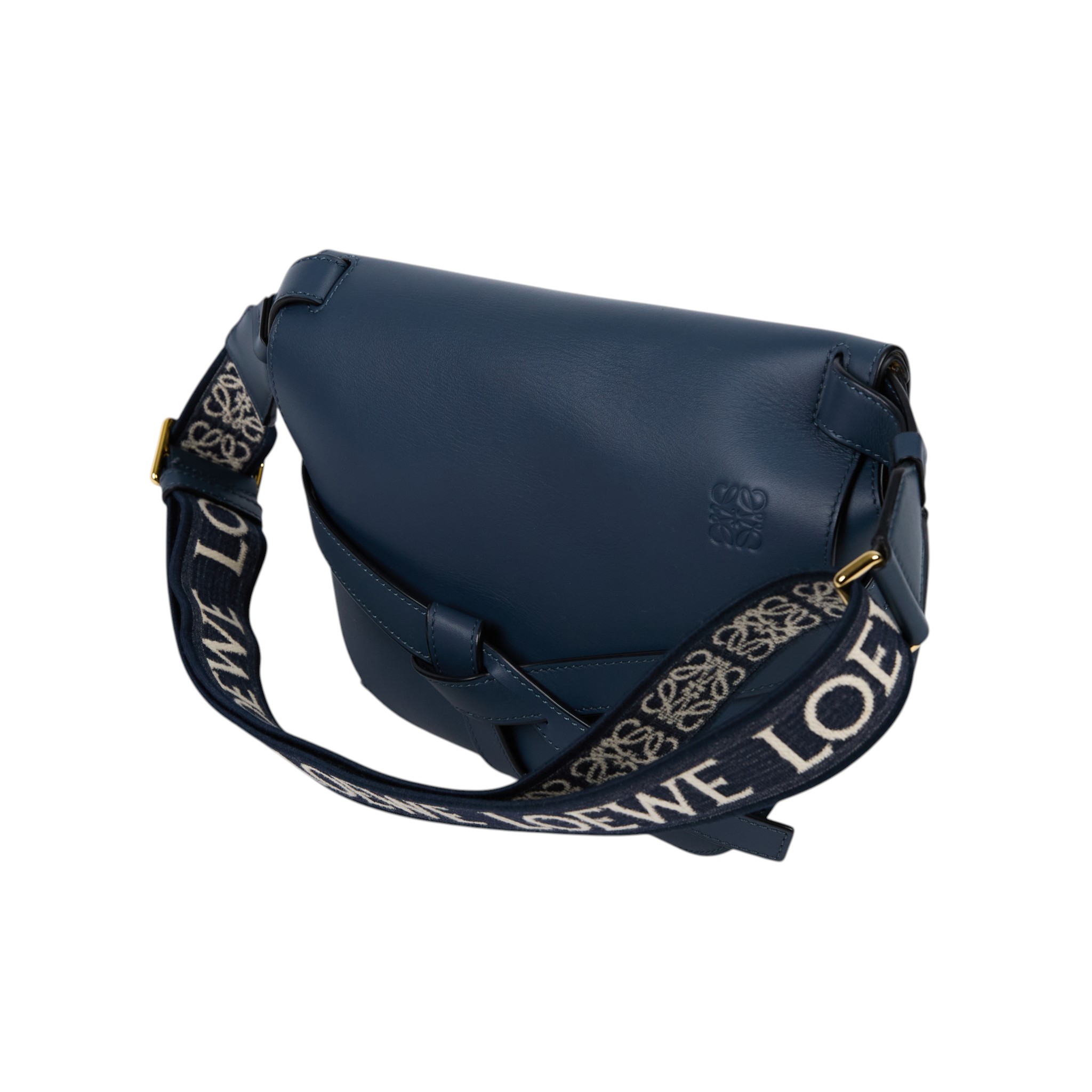 羅意威 LOEWE Small Gate bag 小型 小牛皮 肩背包 帆布背帶 A650T20X40 深藍GATE SMALL 防塵袋