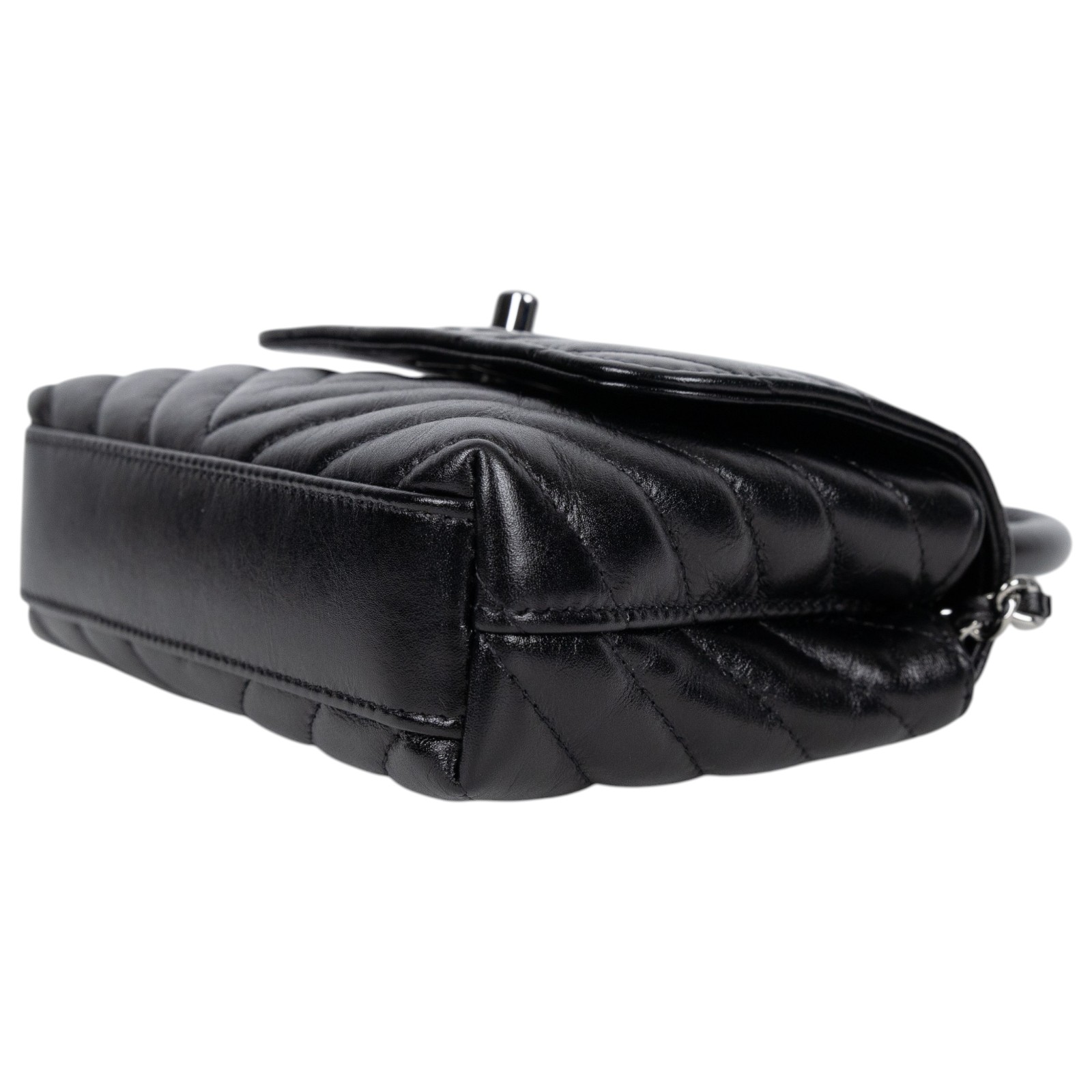 香奈兒 CHANEL Handle 手提 口蓋包 迷你 AP4244 B22135 晶片款 黑銀山型紋coco handle Micro 原廠盒子/防塵袋/購買證明