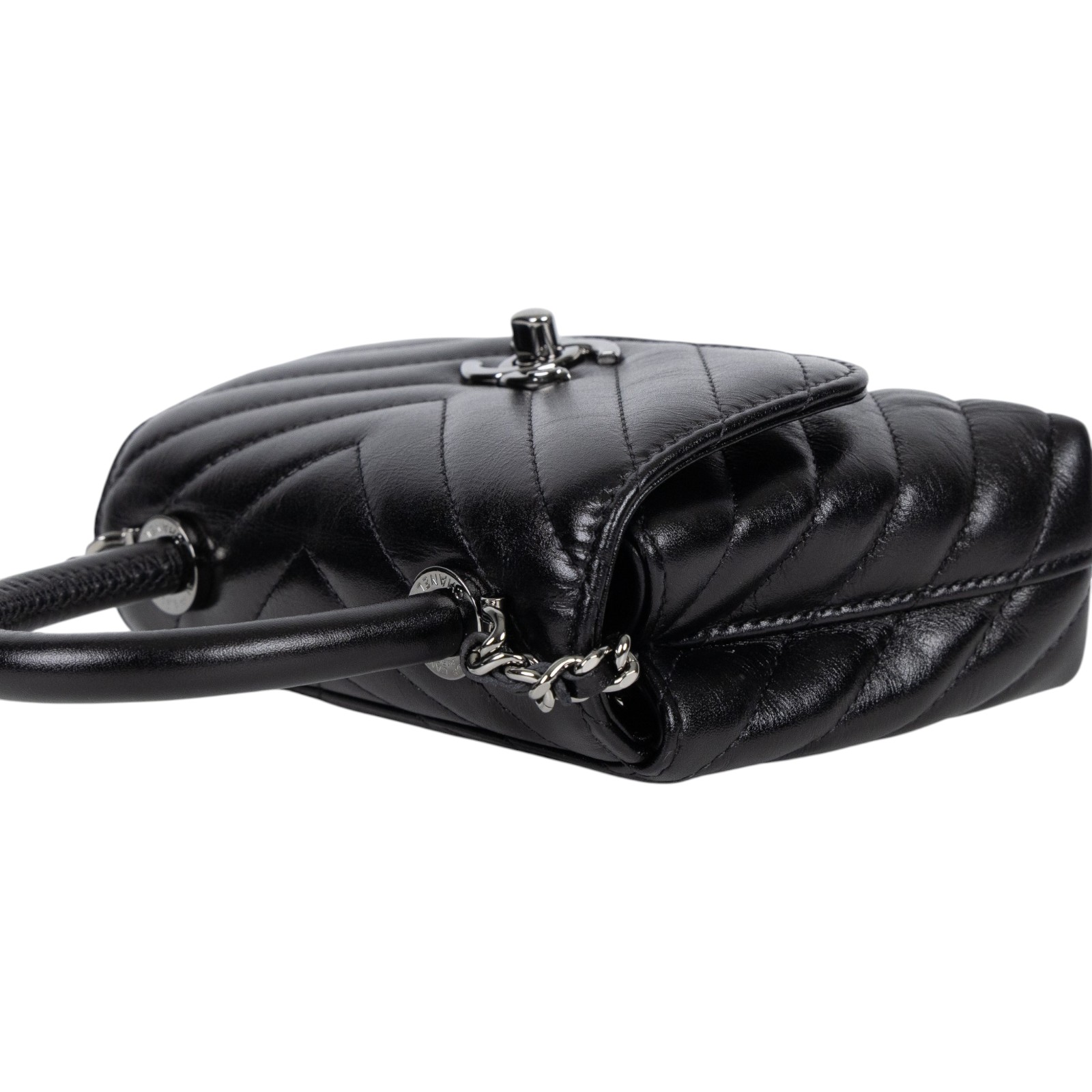 香奈兒 CHANEL Handle 手提 口蓋包 迷你 AP4244 B22135 晶片款 黑銀山型紋coco handle Micro 原廠盒子/防塵袋/購買證明