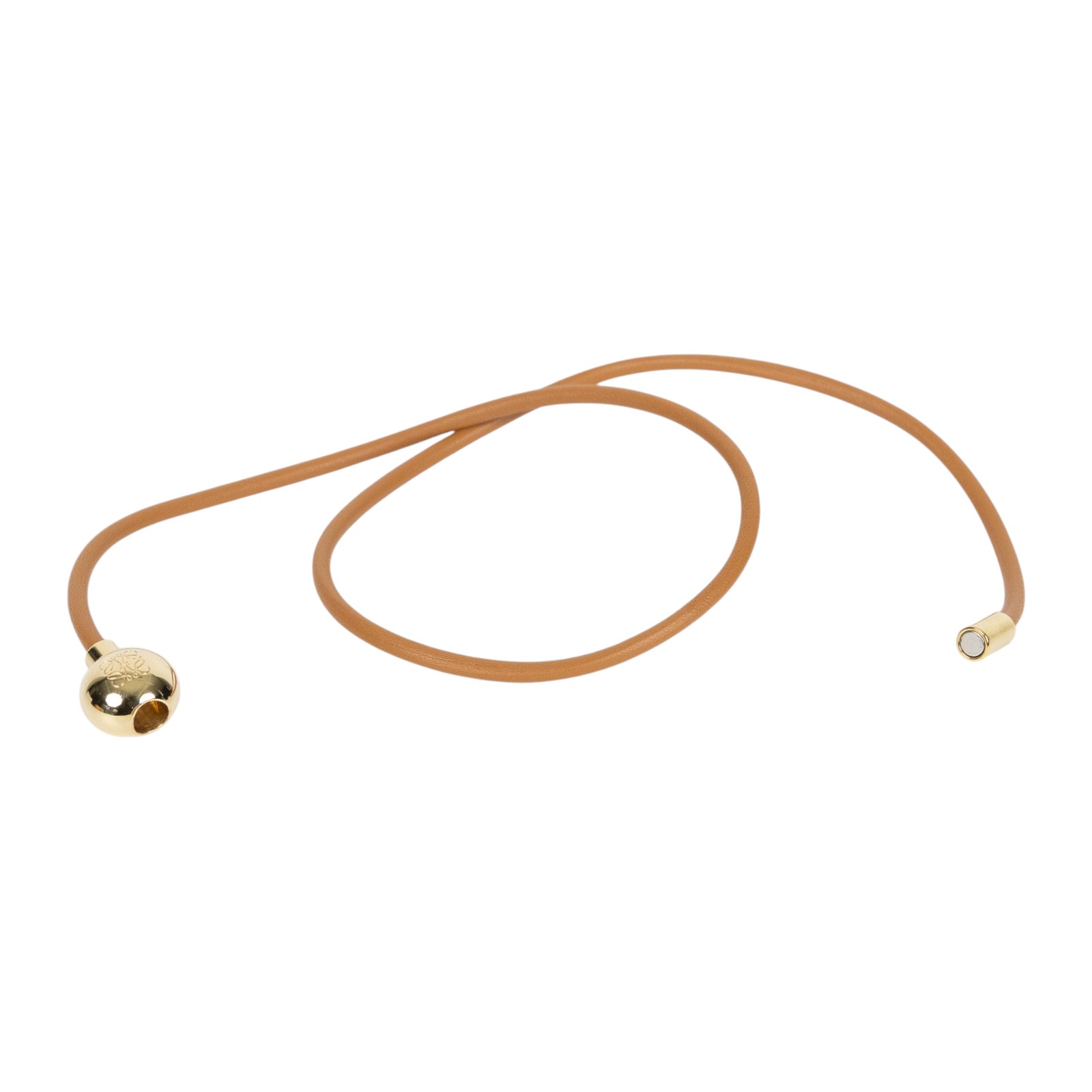 羅意威 LOEWE 小牛皮 Pebble 手環 JJ07240X01_S 暖沙漠/金色 小牛皮鵝卵石手鐲 原廠盒子/防塵袋