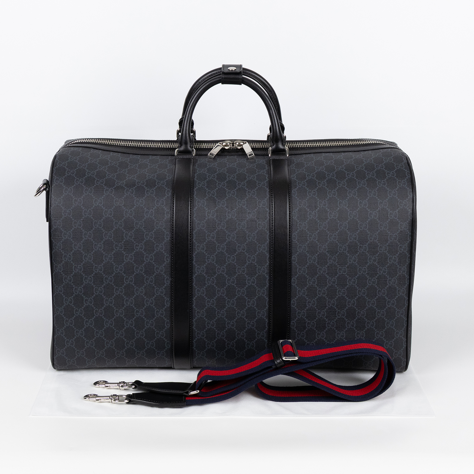 古馳 GUCCI GG Supreme 旅行袋 手提包 肩背包 792075 FADJA 黑原花旅行袋 無附屬品