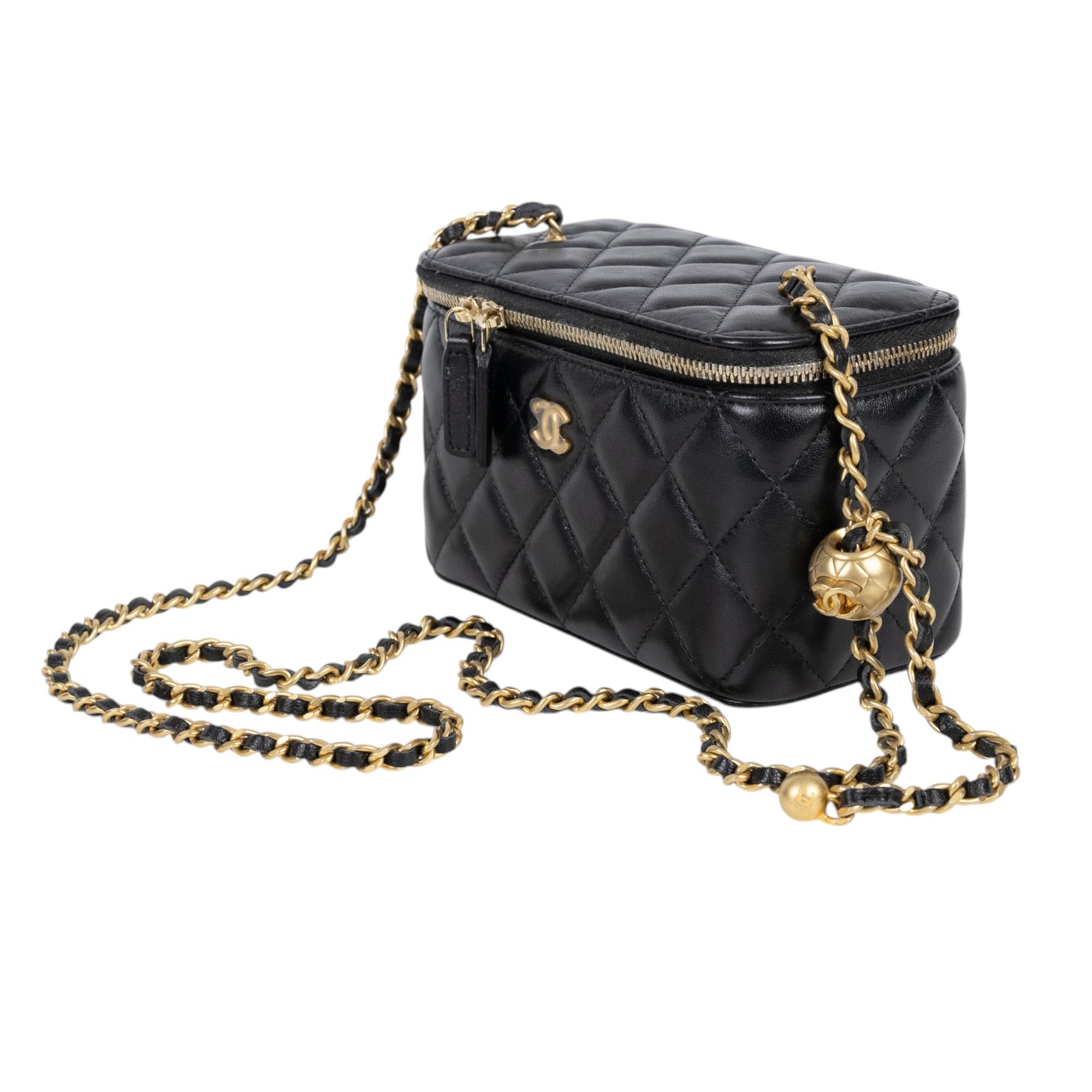 香奈兒 CHANEL CC LOGO 化妝盒 化妝箱 斜背包 Vanity Case AP2303 B18602 晶片款 黑羊VANITY CASE 原廠盒子/防塵袋