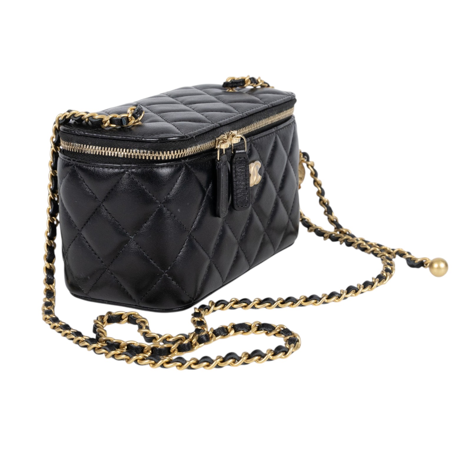 香奈兒 CHANEL CC LOGO 化妝盒 化妝箱 斜背包 Vanity Case AP2303 B18602 晶片款 黑羊VANITY CASE 原廠盒子/防塵袋