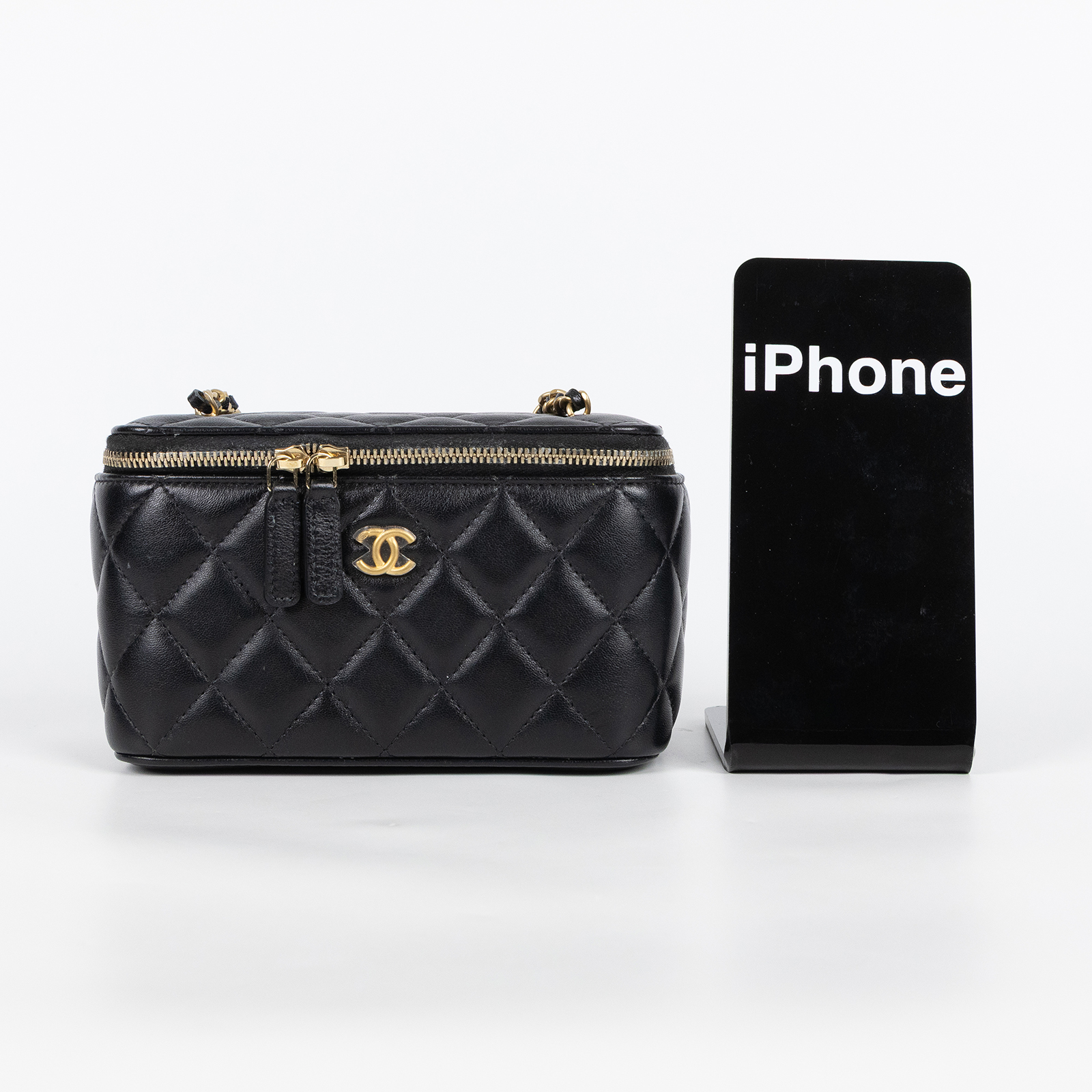 香奈兒 CHANEL CC LOGO 化妝盒 化妝箱 斜背包 Vanity Case AP2303 B18602 晶片款 黑羊VANITY CASE 原廠盒子/防塵袋