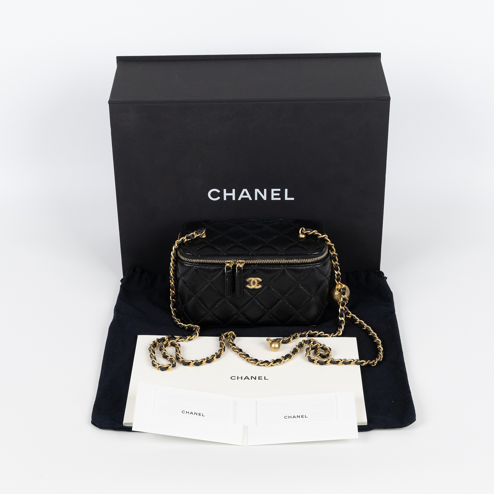 香奈兒 CHANEL CC LOGO 化妝盒 化妝箱 斜背包 Vanity Case AP2303 B18602 晶片款 黑羊VANITY CASE 原廠盒子/防塵袋