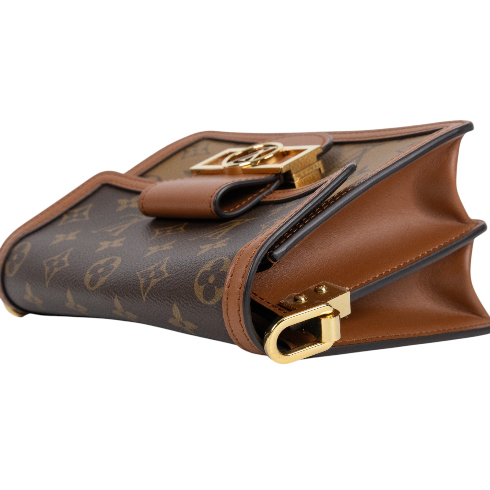路易威登 LOUIS VUITTON Mini Dauphine 達芙妮 Reverse皮革飾邊 帆布肩背 斜背包 M45959  防塵袋/原廠盒子/背帶