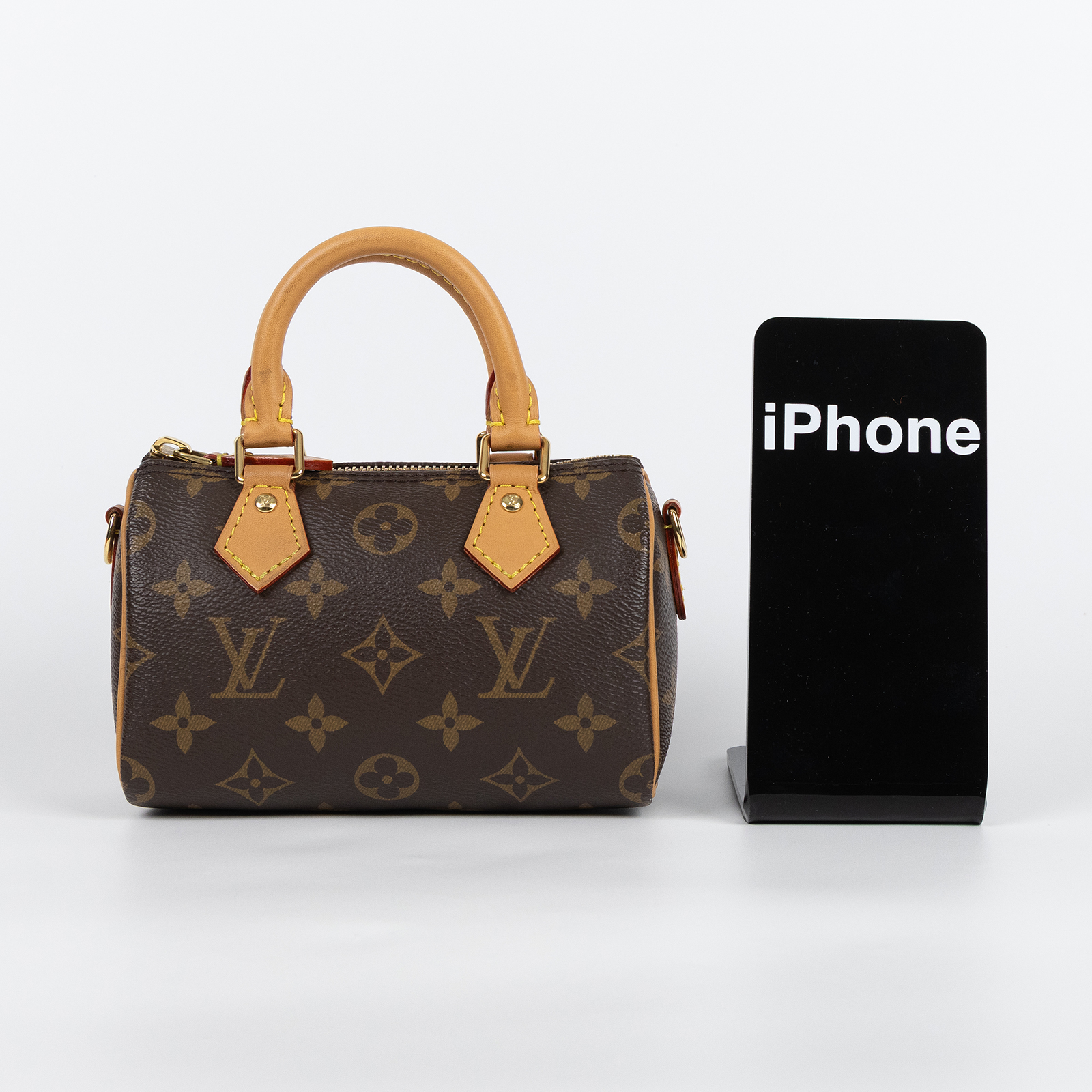 路易威登 LOUIS VUITTON Nano Speedy 原花 手提 肩背包 M81085 原花NANO SPEEDY 原廠盒子/防塵袋/背帶/購買證明影本