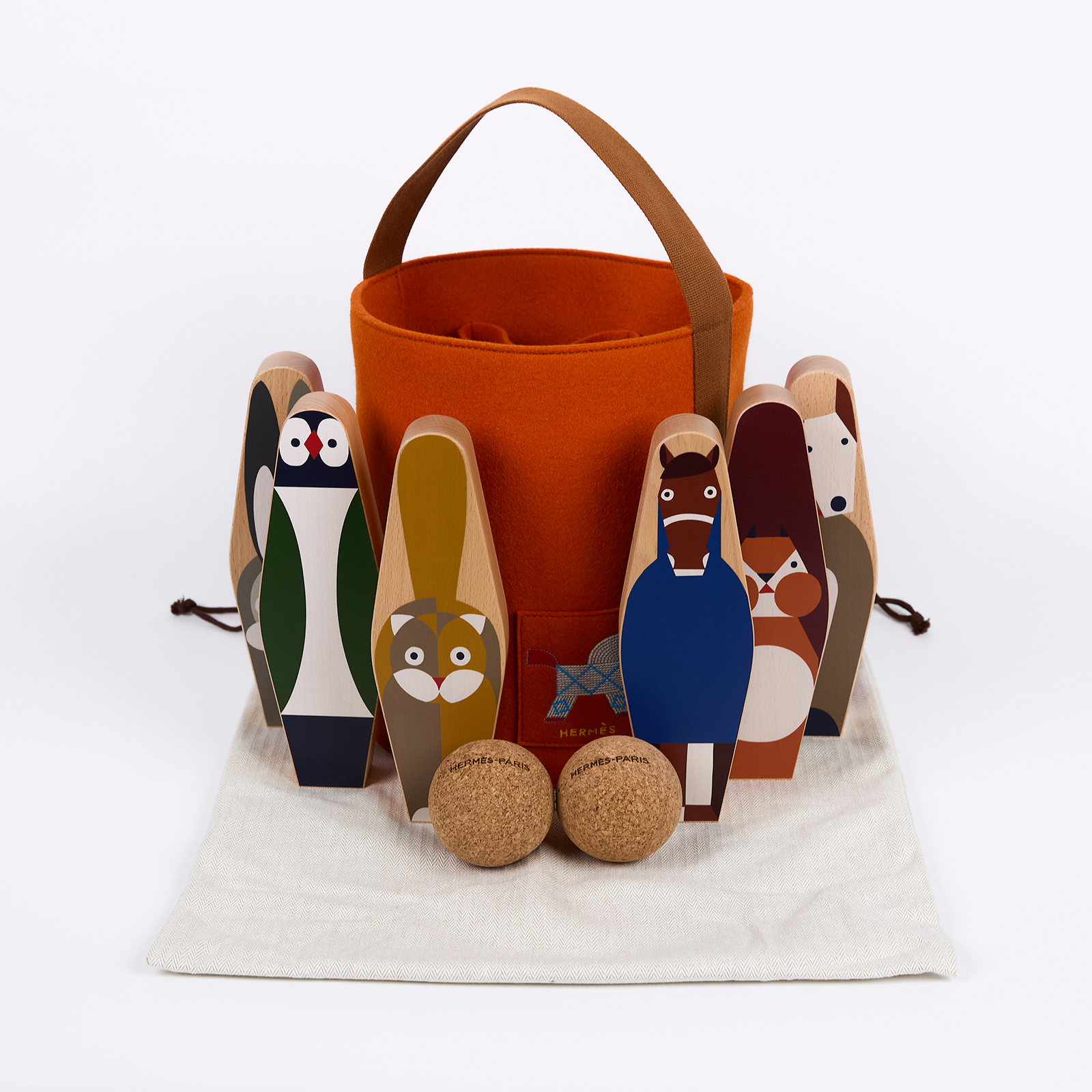 愛馬仕 Hermes Animaux Blocks skittles 保齡球玩具組 H104008Mv01 H104008M 01  防塵袋