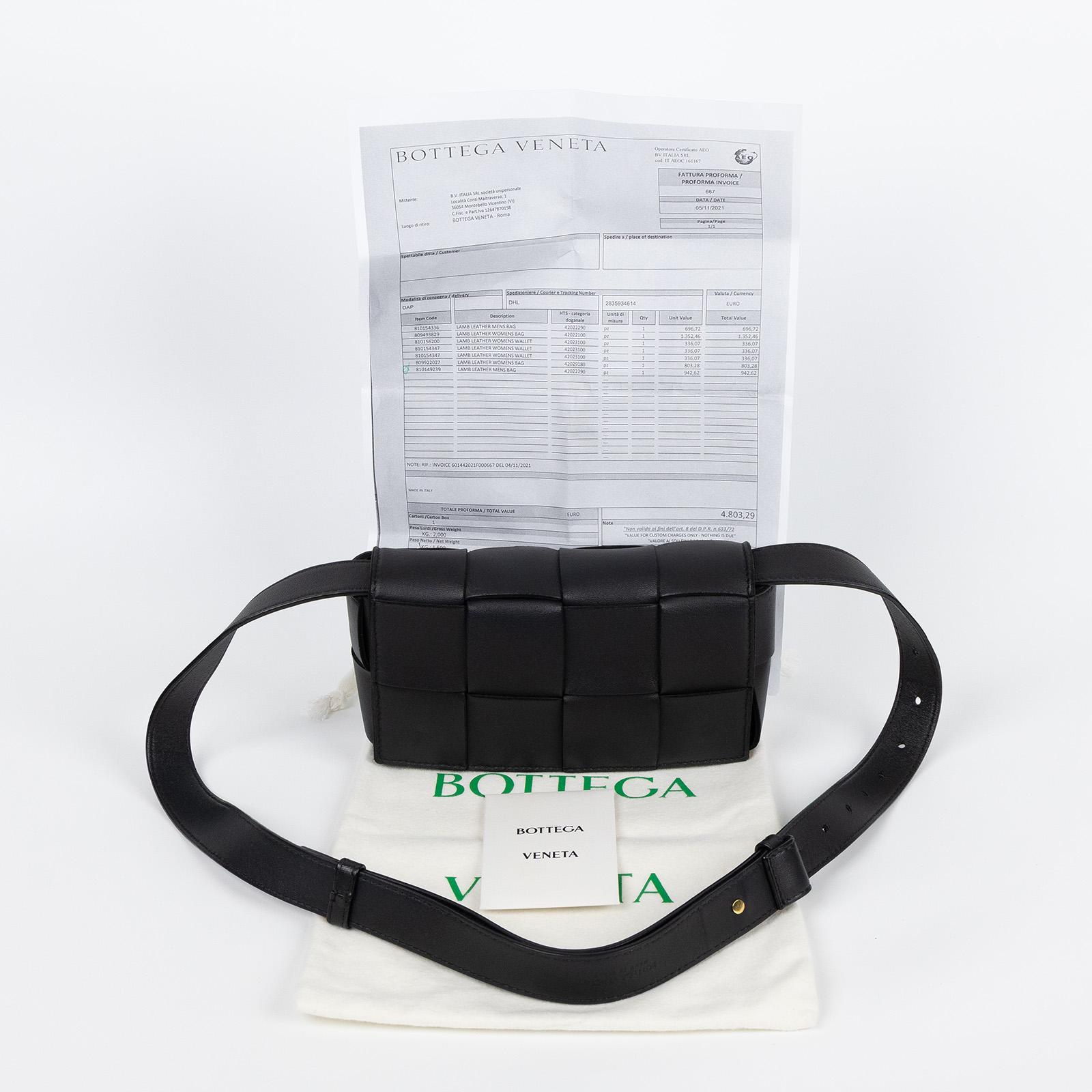 寶緹嘉 BOTTEGA VENETA Cassette 方形編織 腰包 668572VMAY1 黑CASSETTE腰包2X4 防塵袋/購買證明影本