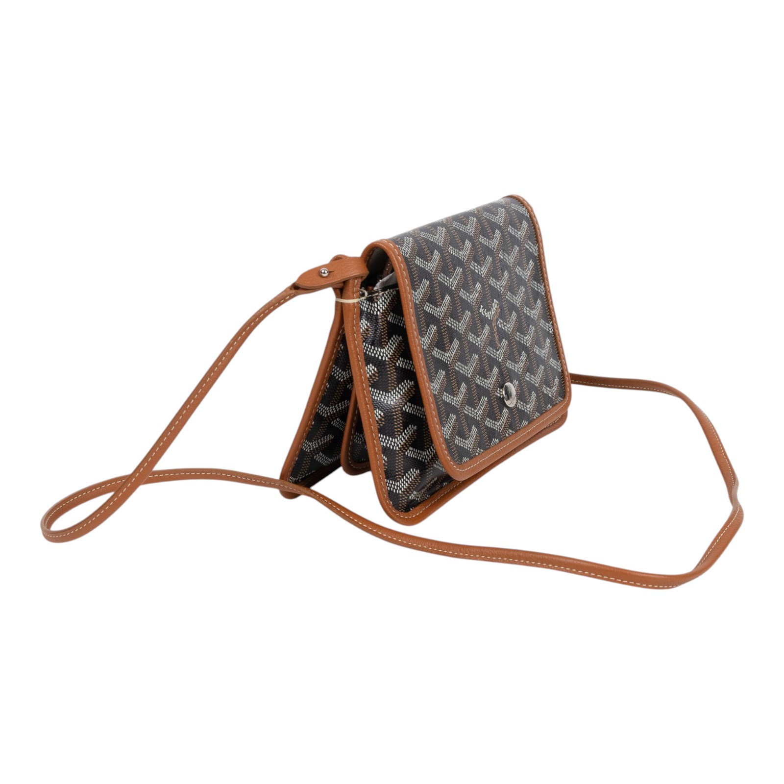 高雅德 GOYARD Plumet Pocket Wallet 肩背 隨身錢包 PLUMETPMLTY 焦糖拚黑PLUMET 防塵袋