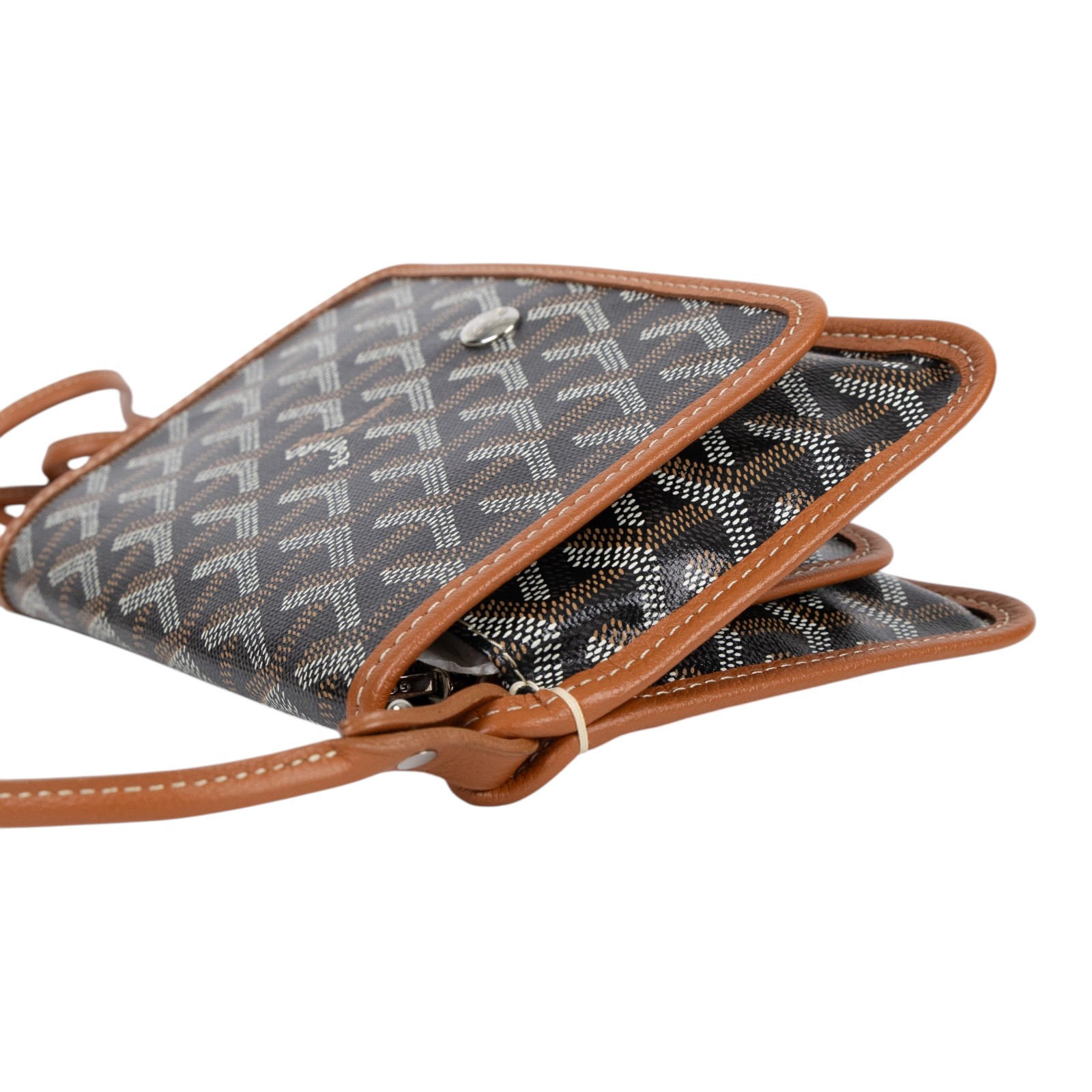 高雅德 GOYARD Plumet Pocket Wallet 肩背 隨身錢包 PLUMETPMLTY 焦糖拚黑PLUMET 防塵袋