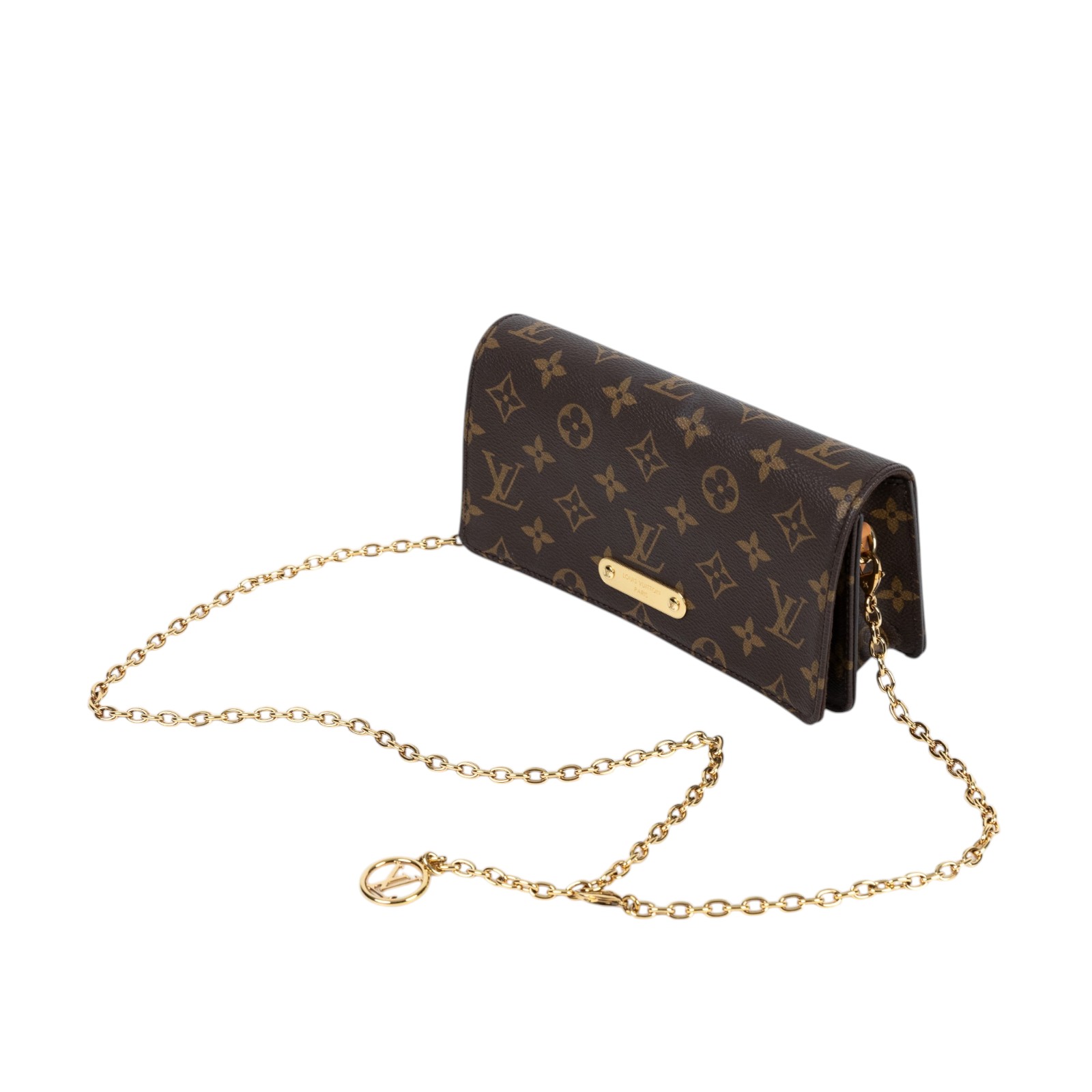 路易威登 LOUIS VUITTON Wallet On Chain Lily 三合一 斜挎包 經典原花 帆布 錢包 M82509 晶片款  鏈帶